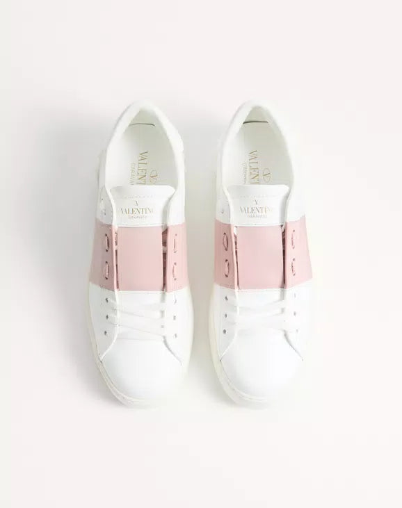 Valentino Open Sneaker In Calfskin Leather Water Rose