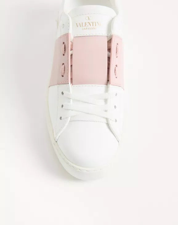 Valentino Open Sneaker In Calfskin Leather Water Rose