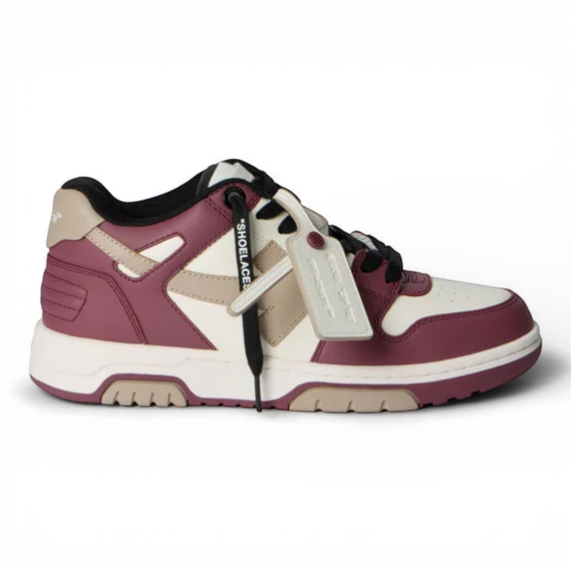 Off-White Out Of Office Leather Sneakers in White and Burgundy