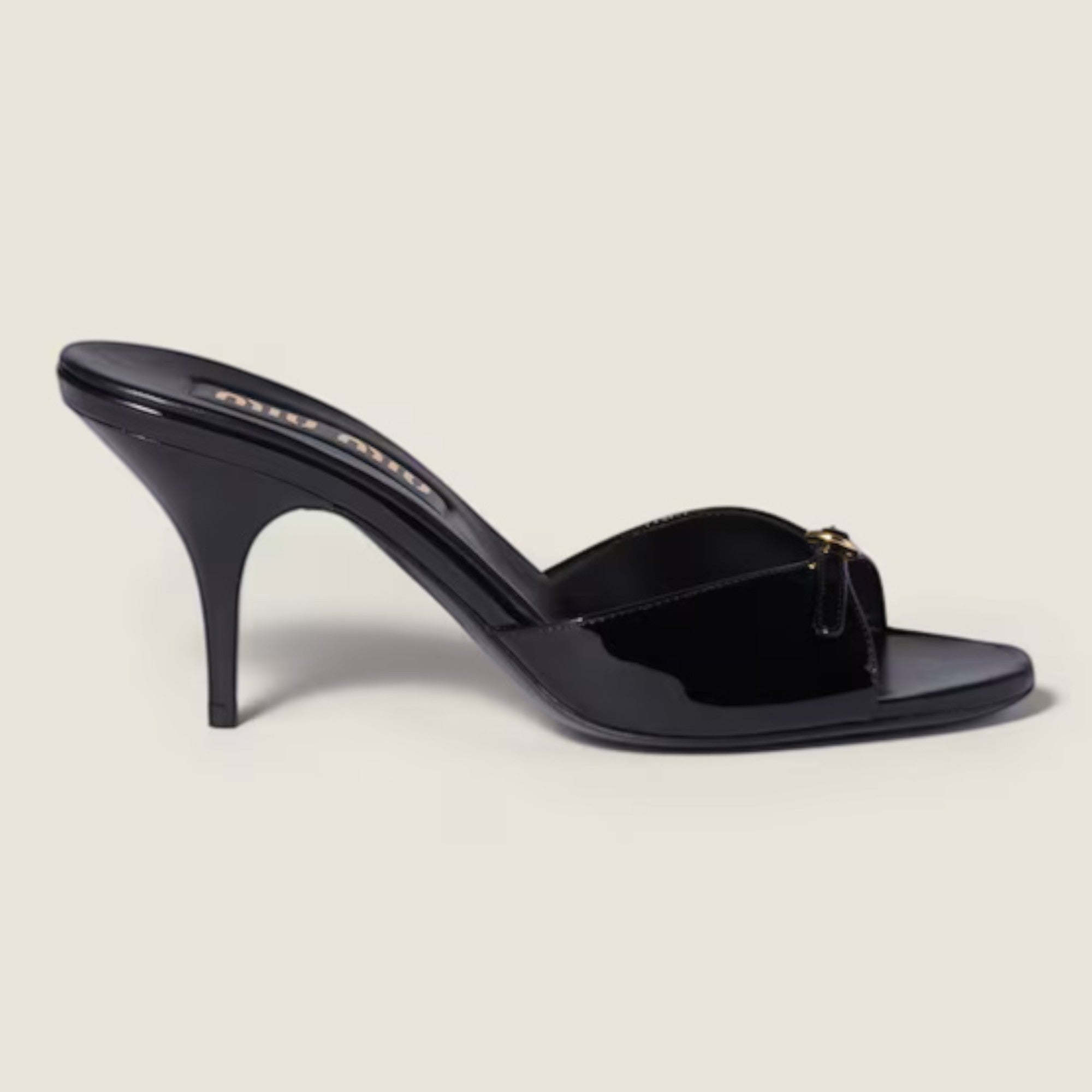 Patent Leather Mules with Buckle 75 mm Black