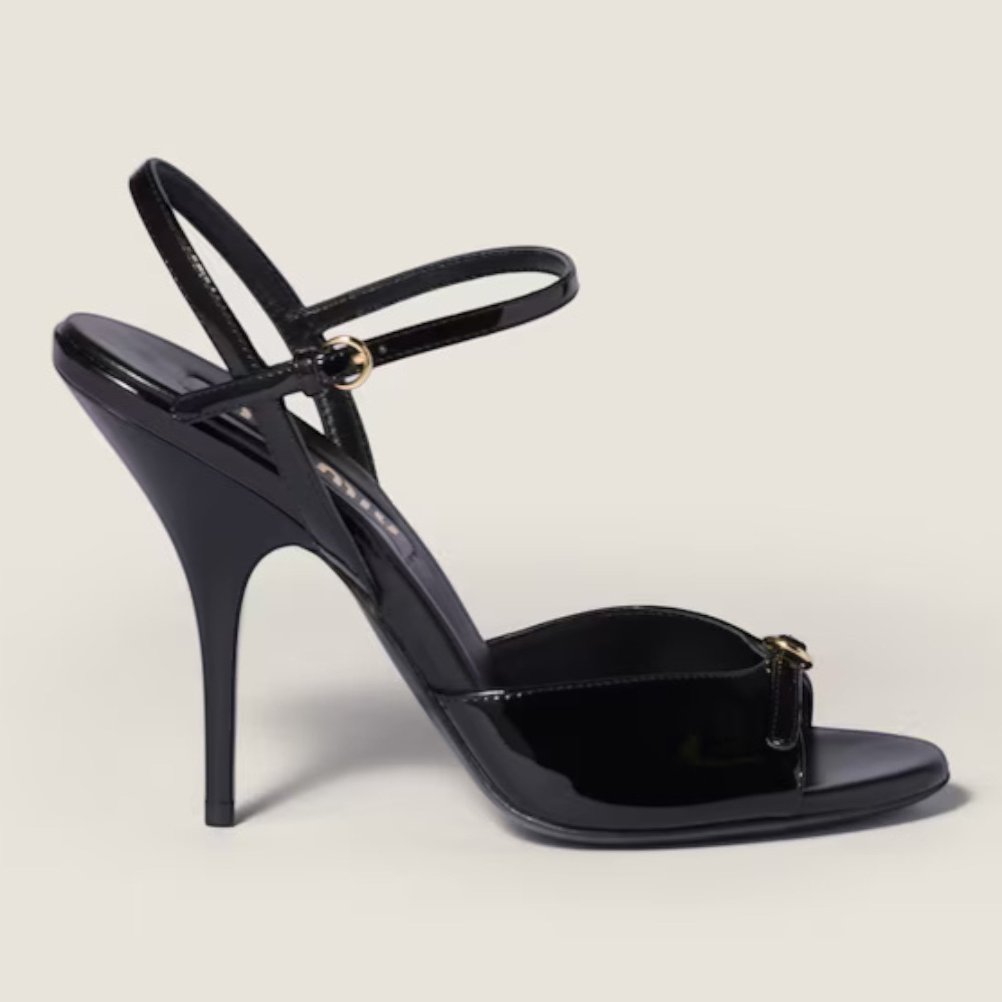 Patent Leather Sandals with Buckles 105 mm Black