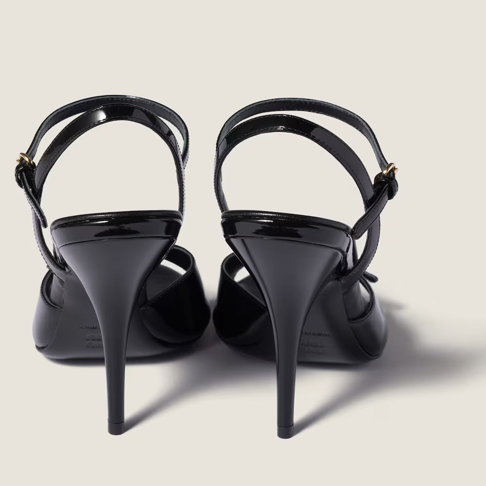 Patent Leather Sandals with Buckles 105 mm Black