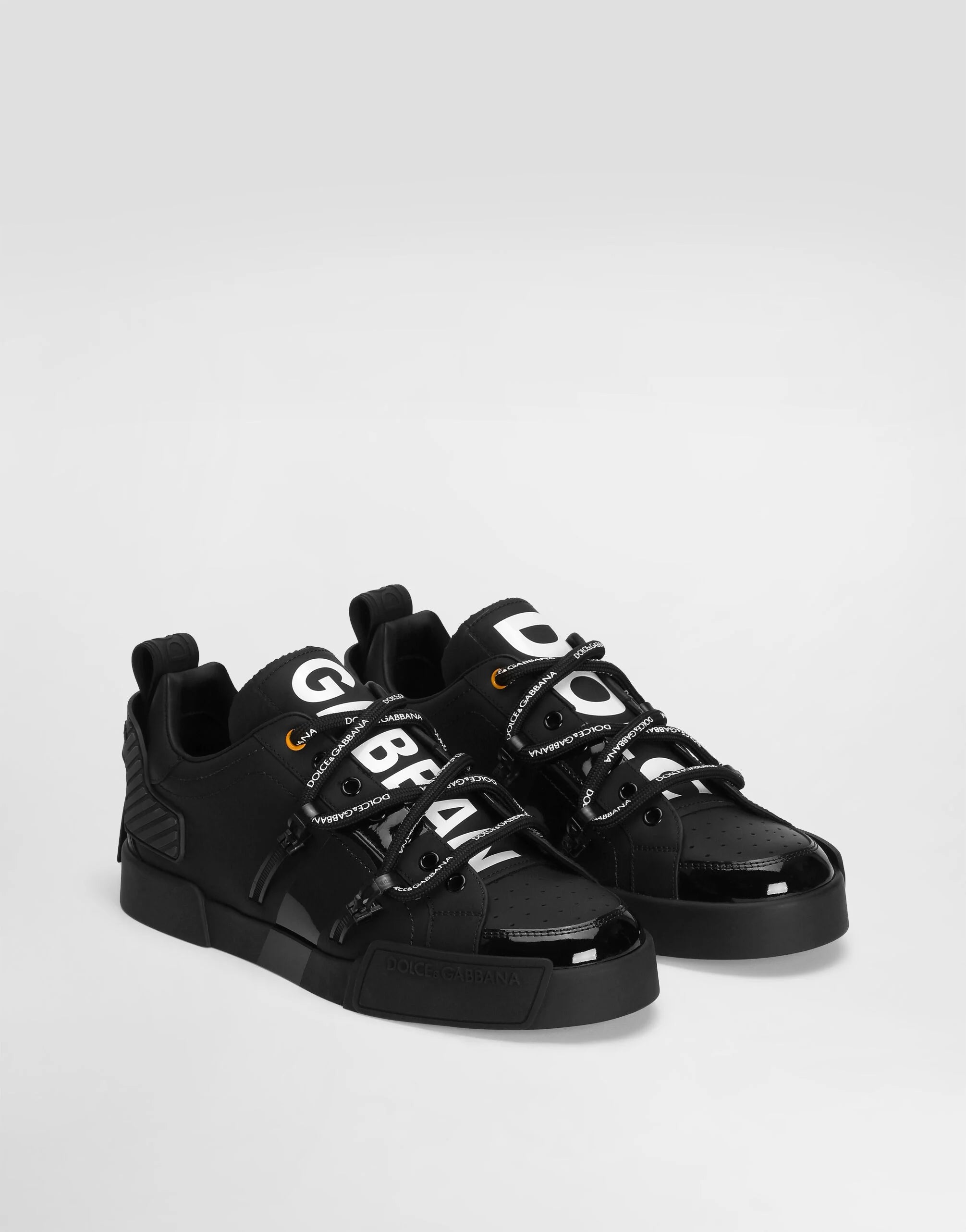 Portofino Sneakers in Calfskin and Patent Leather in Black
