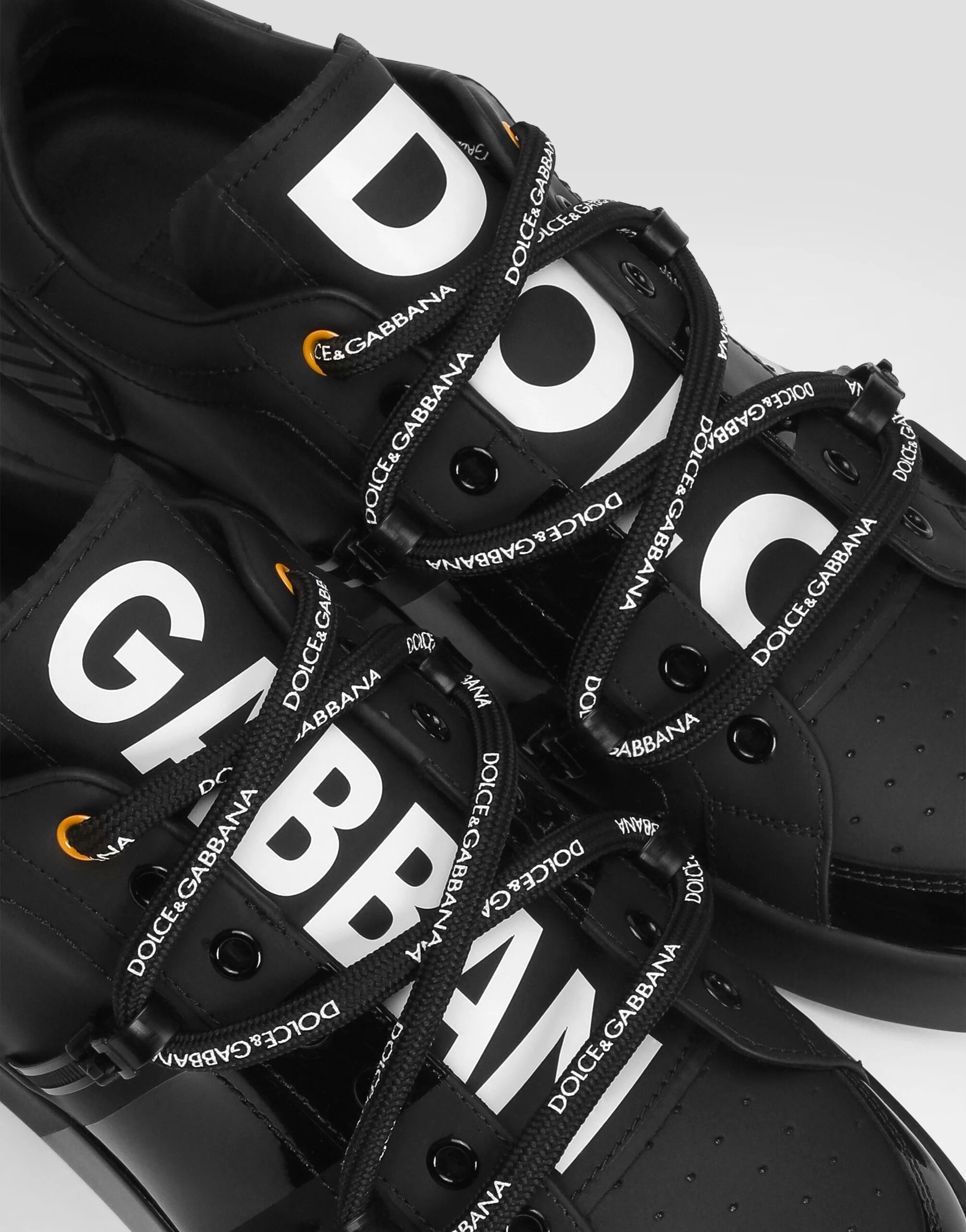 Portofino Sneakers in Calfskin and Patent Leather in Black