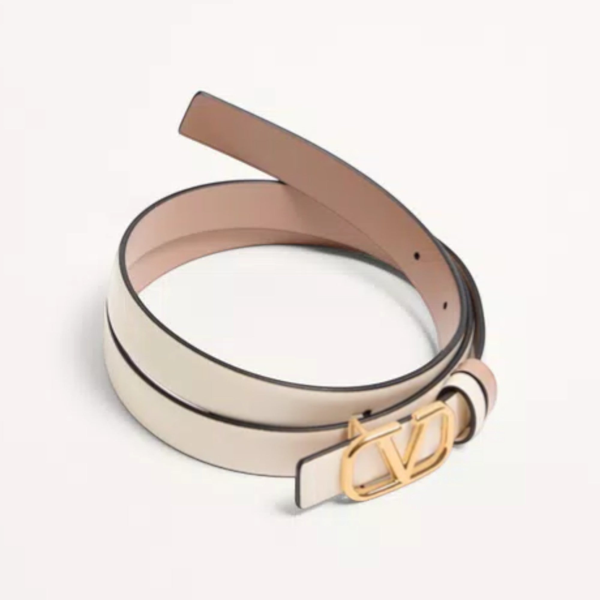 VLogo Signature Reversible Belt Ivory Rose