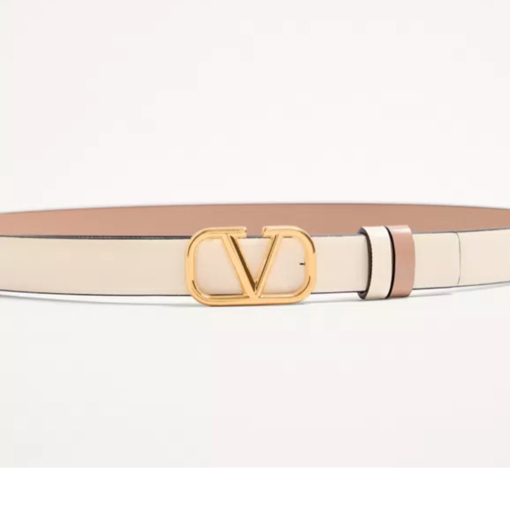 VLogo Signature Reversible Belt Ivory Rose