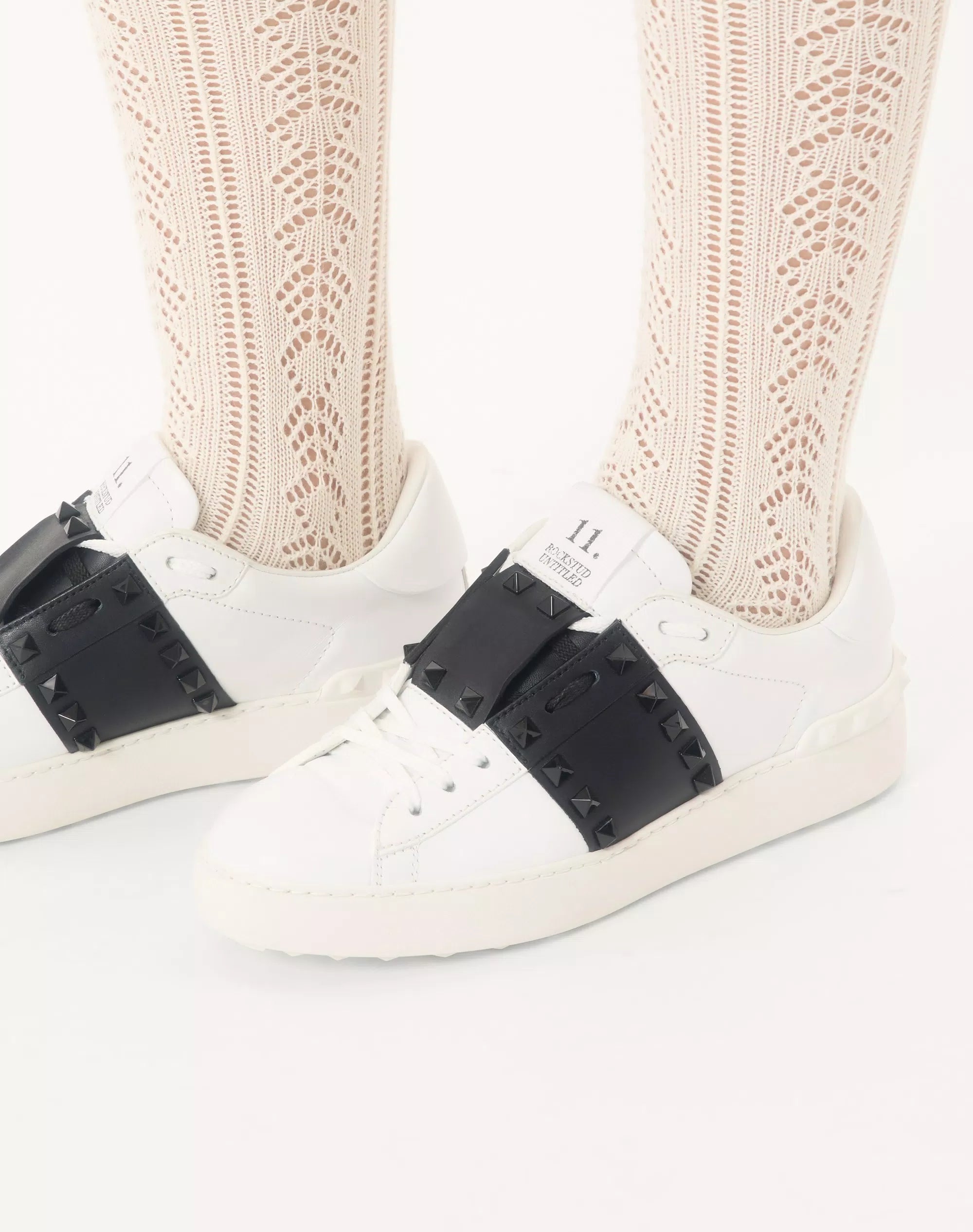 Valentino Rockstud Untitled Sneaker In Calfskin Leather With Tonal Studs