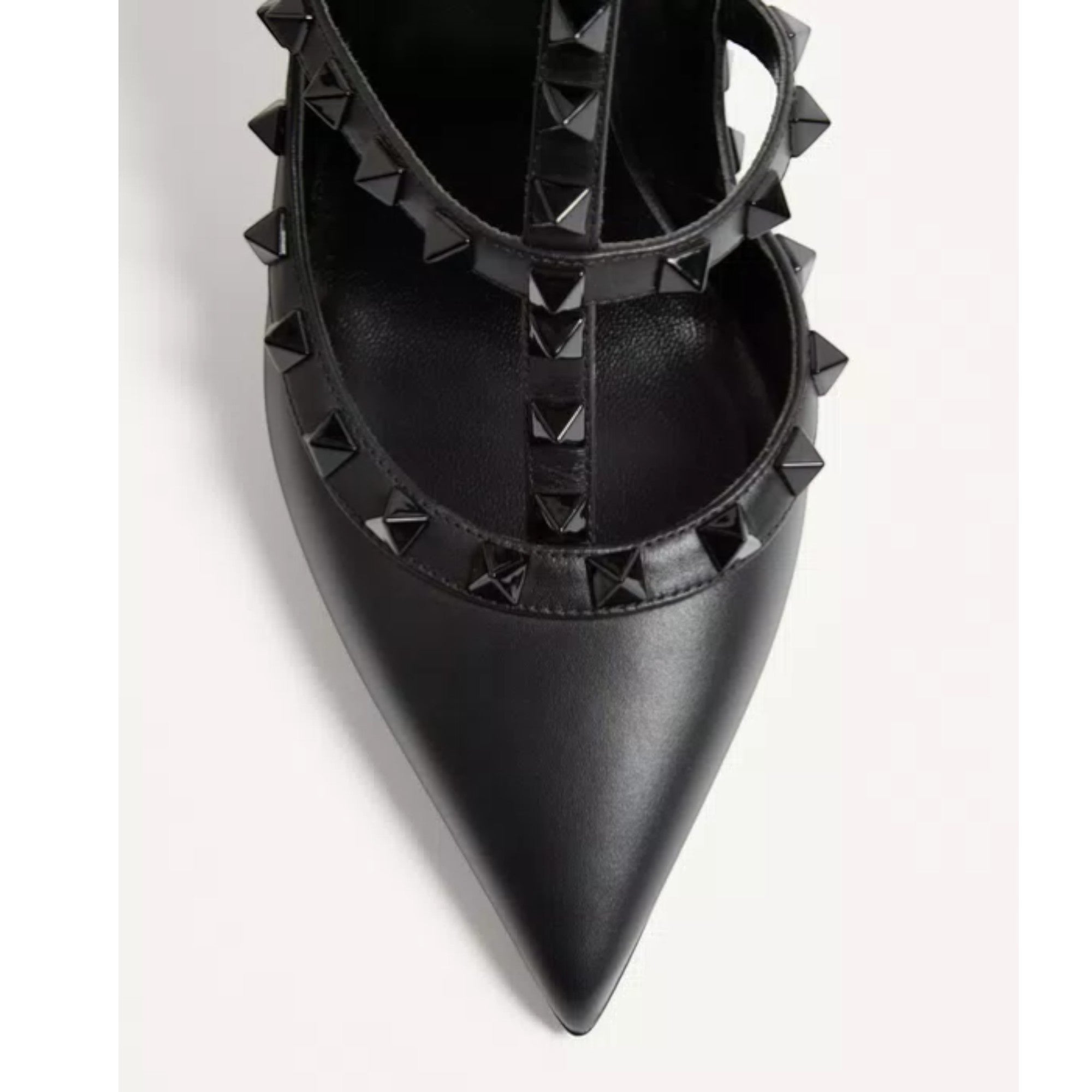 Rockstud Ankle Strap Pumps Black