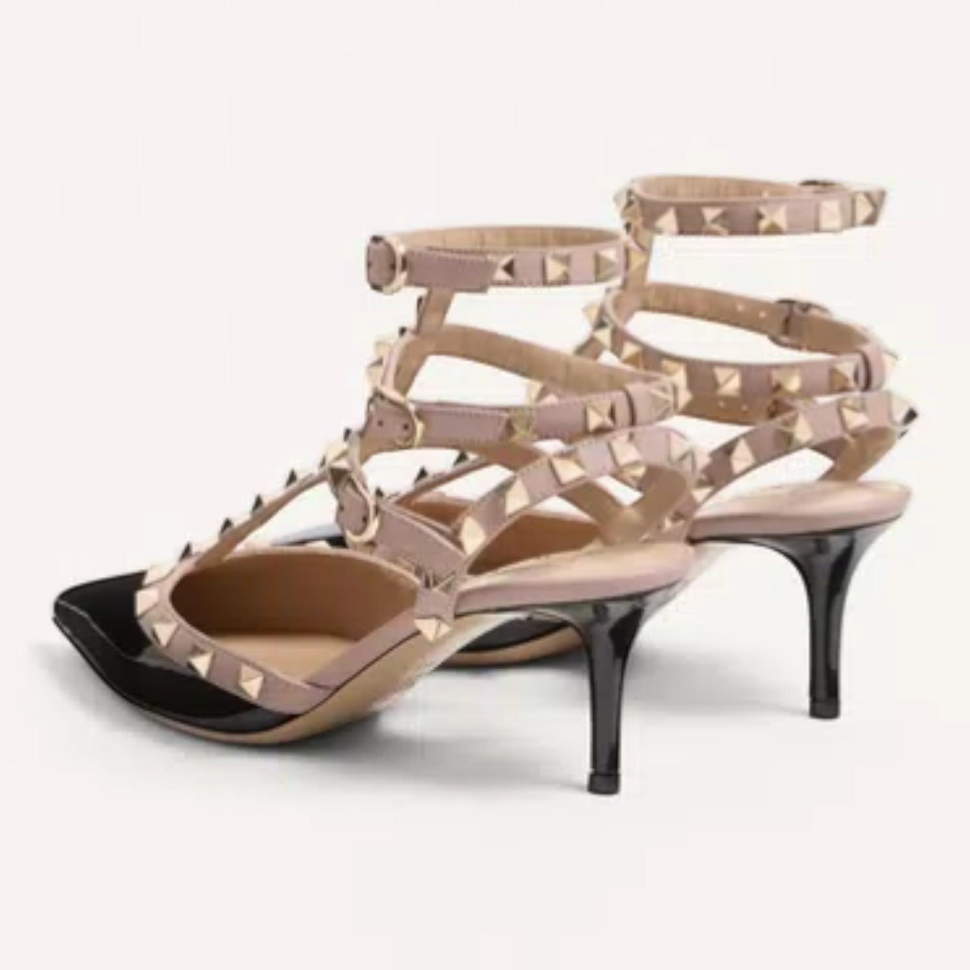 Rockstud Caged Pumps Black Poudre