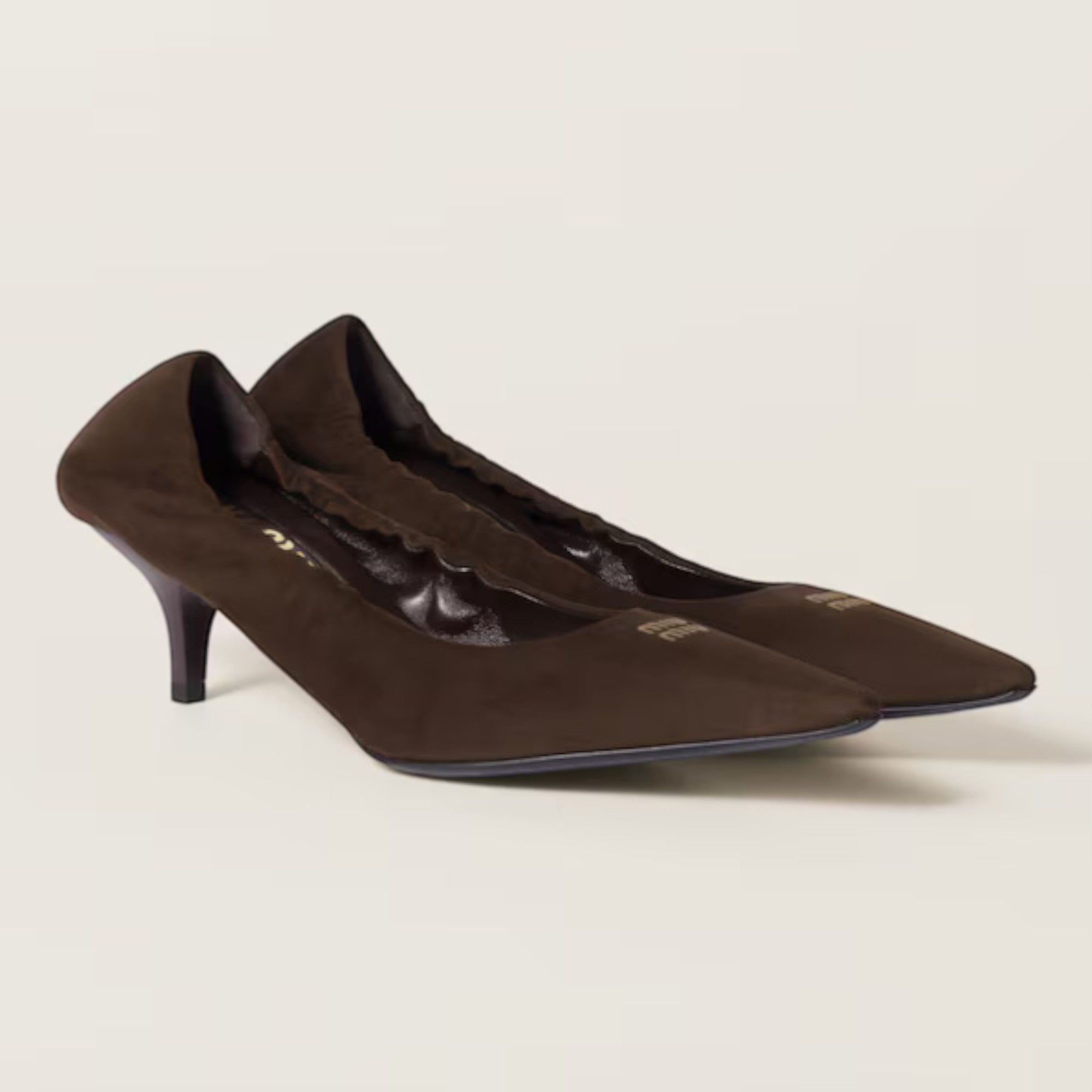 Ruches Suede Pumps 55 mm Dark Brown