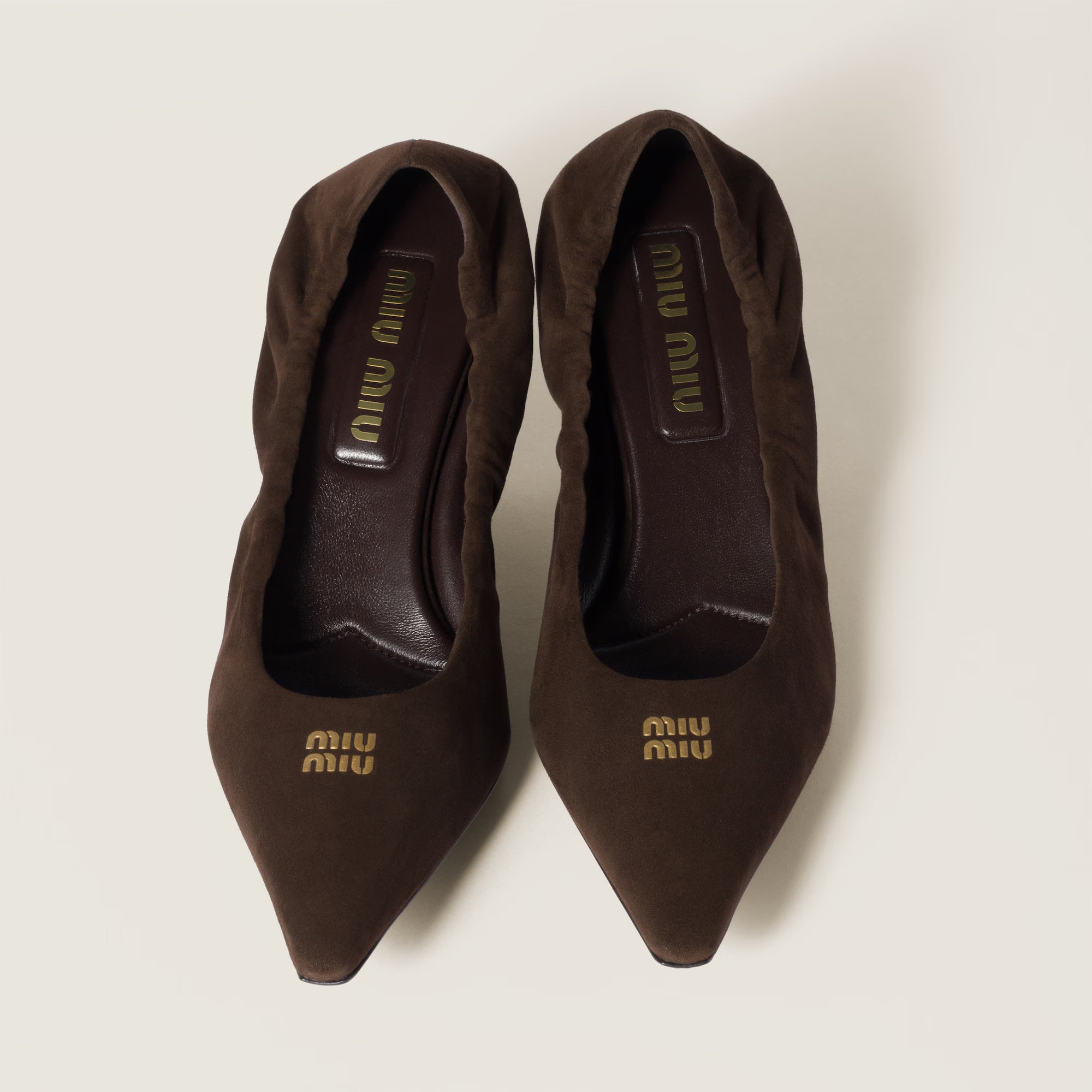 Ruches Suede Pumps 55 mm Dark Brown