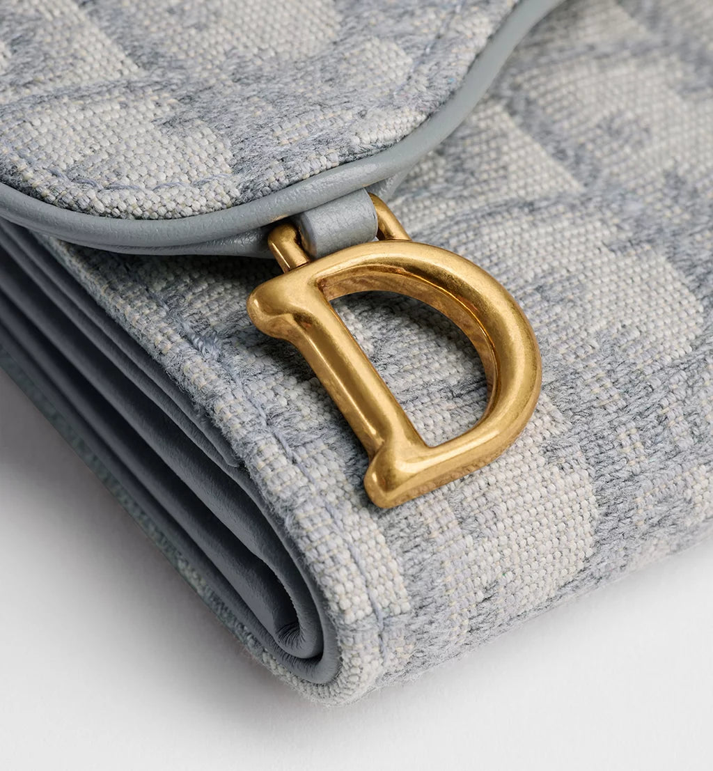 Dior Saddle Lotus Wallet in Gray Dior Oblique Jacquard