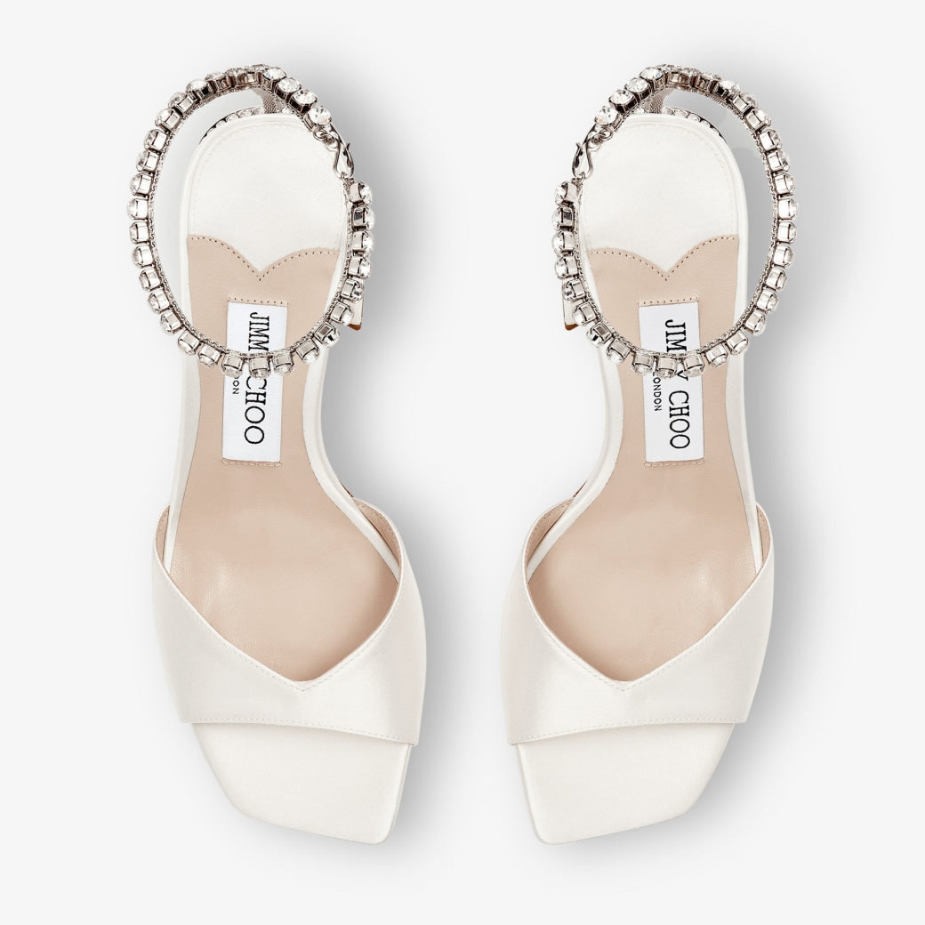 Saeda 85 Satin Block Heel in Ivory