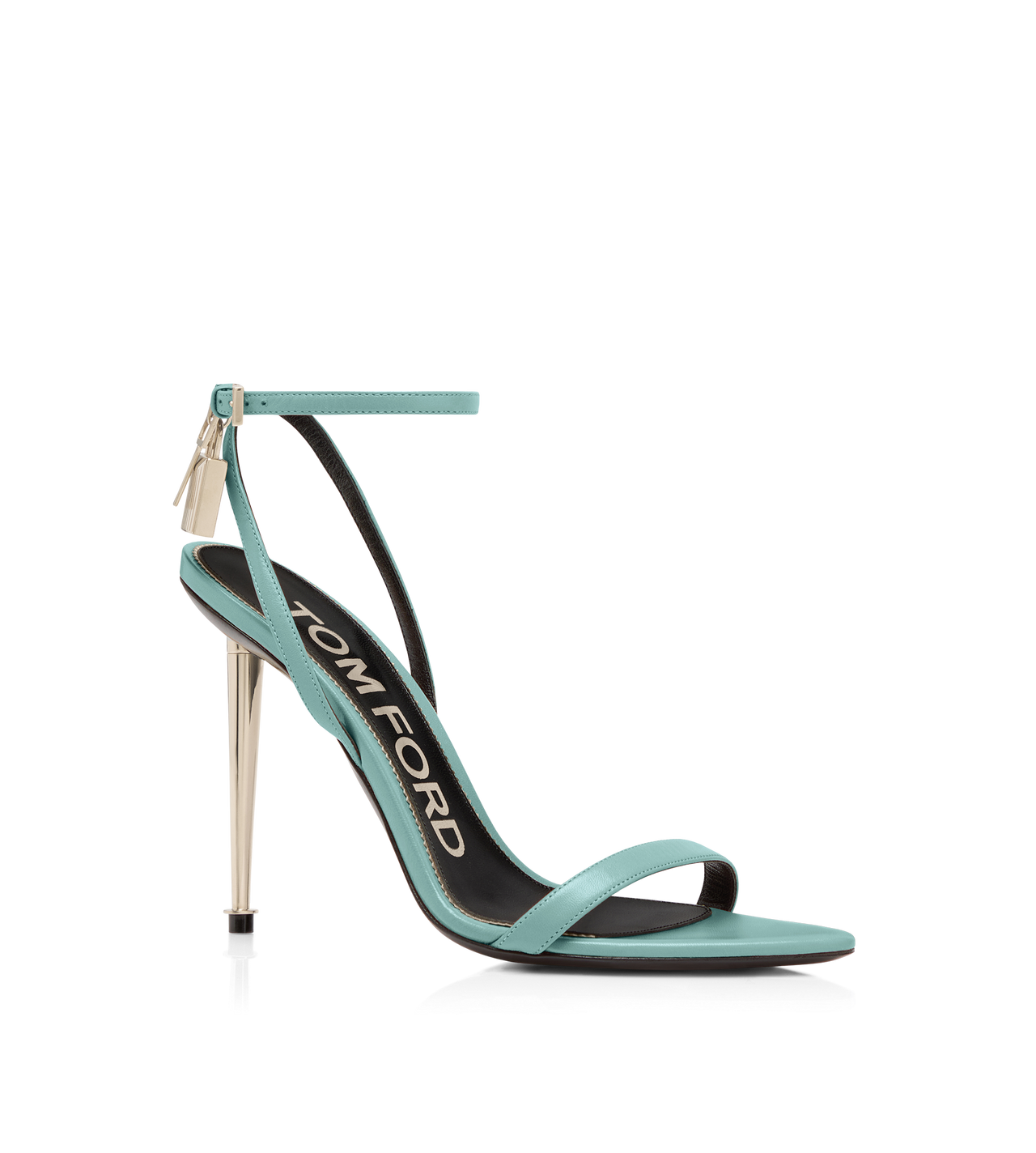 Padlock Pointy Naked Sandal Aqua Blue
