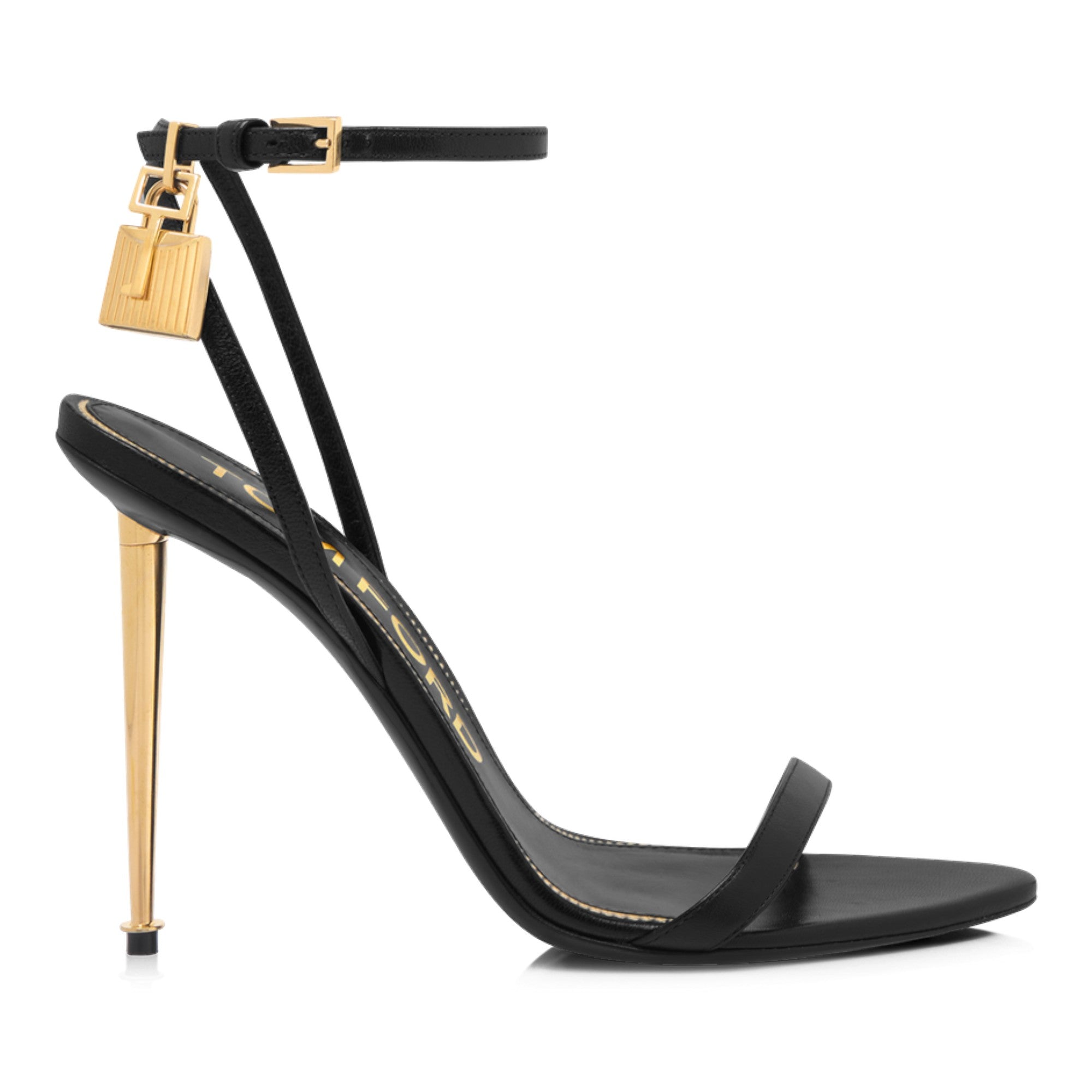 Padlock Pointy Naked Sandal Black