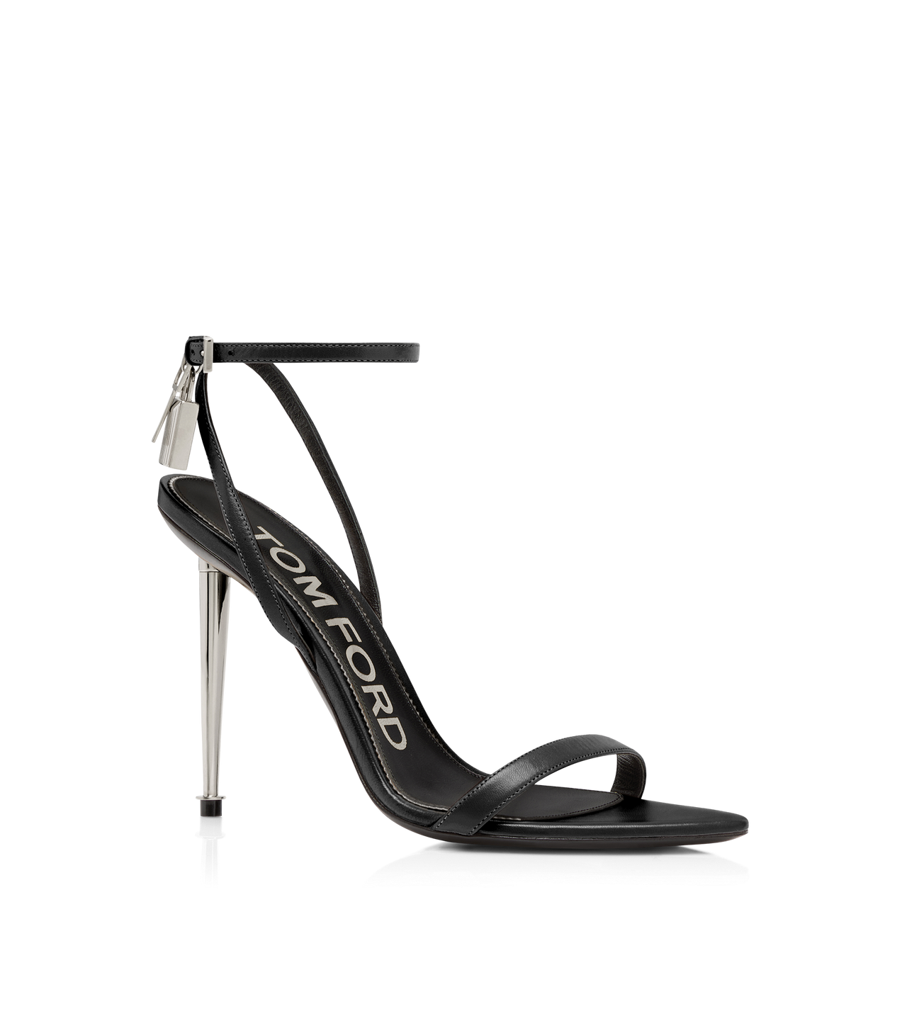 Padlock Pointy Naked Sandal Black