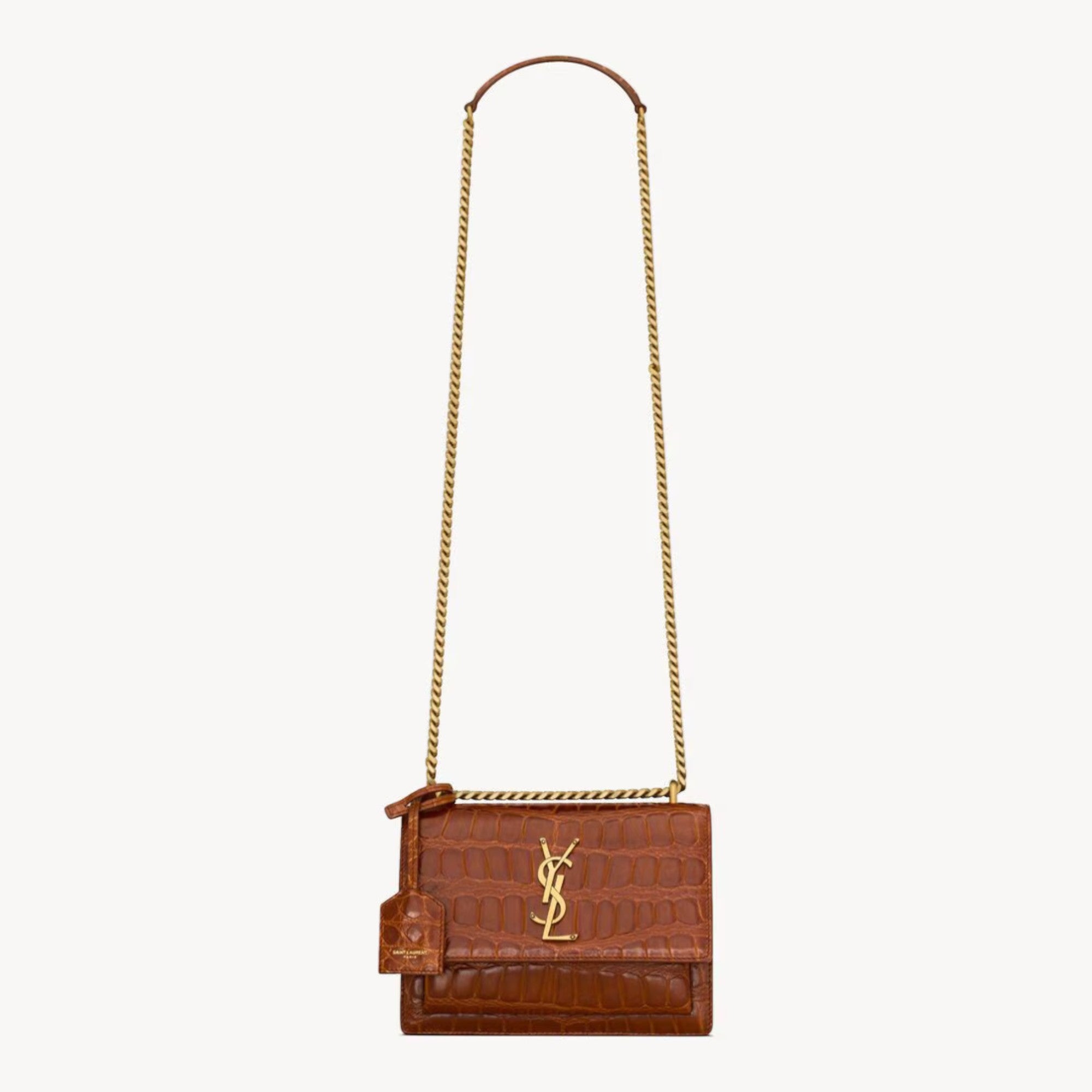 Sunset Medium Bag Crocodile-Embossed Leather