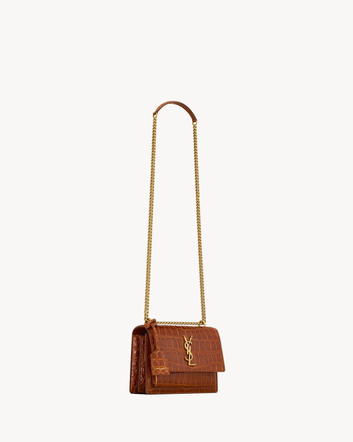Sunset Medium Bag Crocodile-Embossed Leather