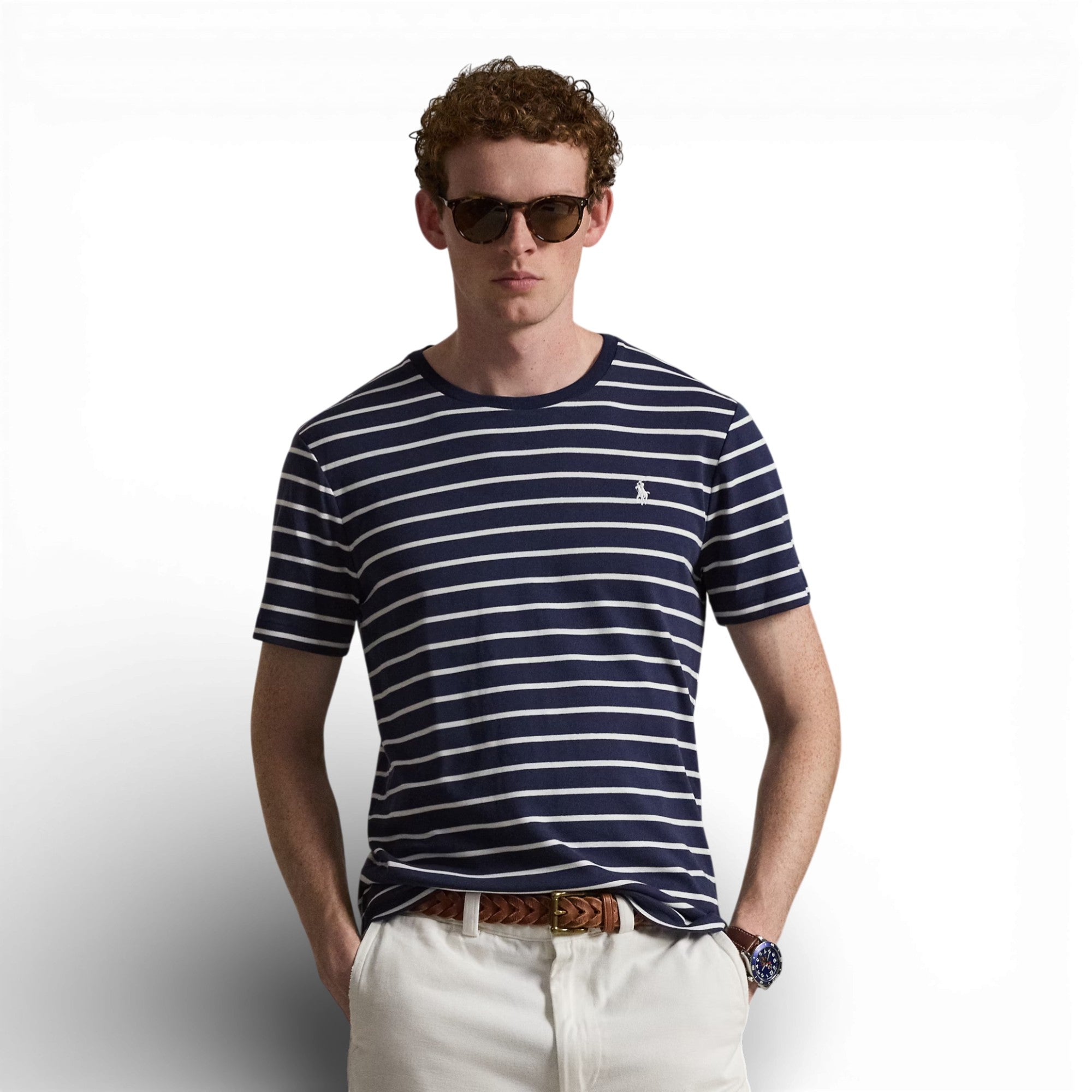 Slim Fit Soft Cotton T-Shirt Refined Navy White