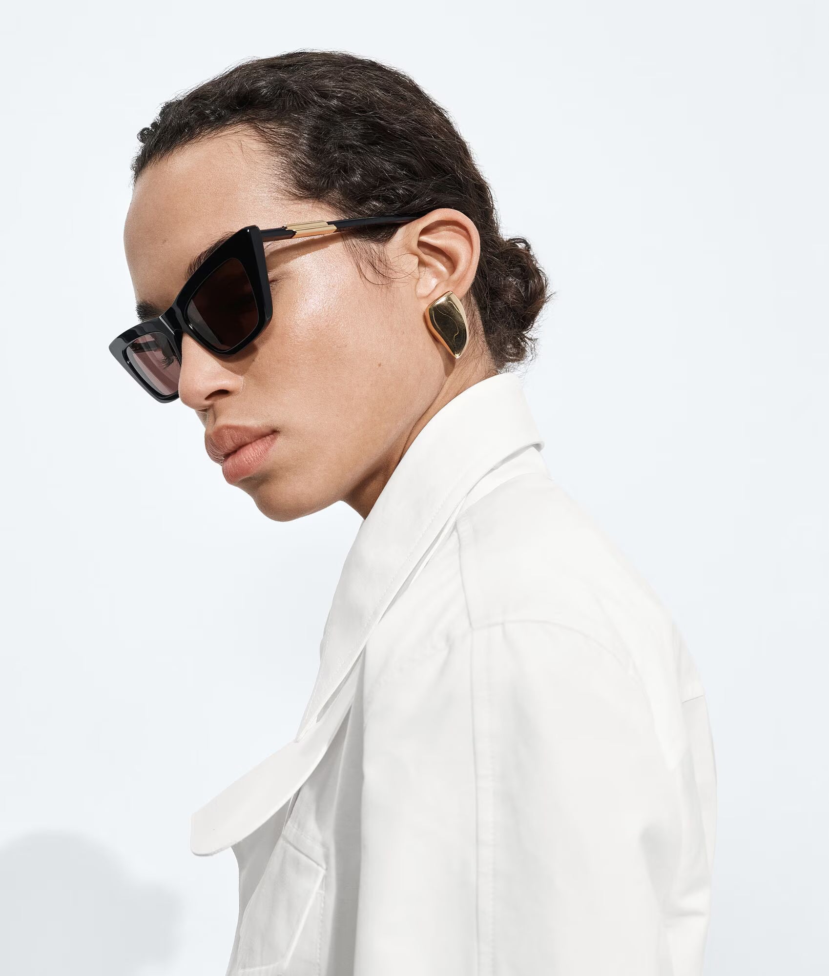 Snap Cat Eye Sunglasses Black Grey