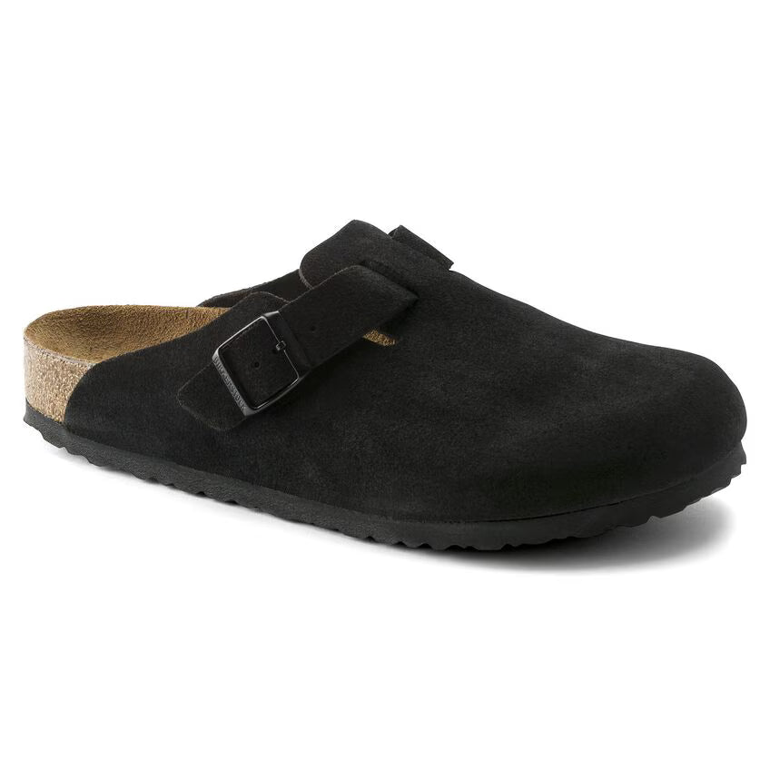 Birkenstock Boston Suede Leather Clog Black
