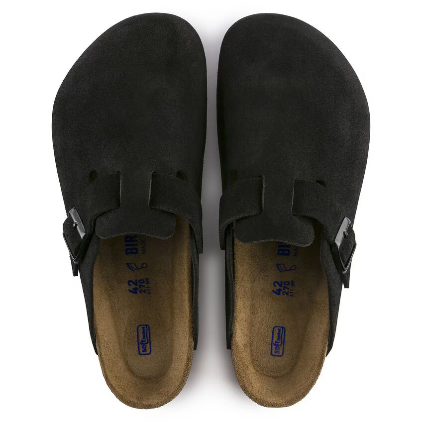 Birkenstock Boston Suede Leather Clog Black