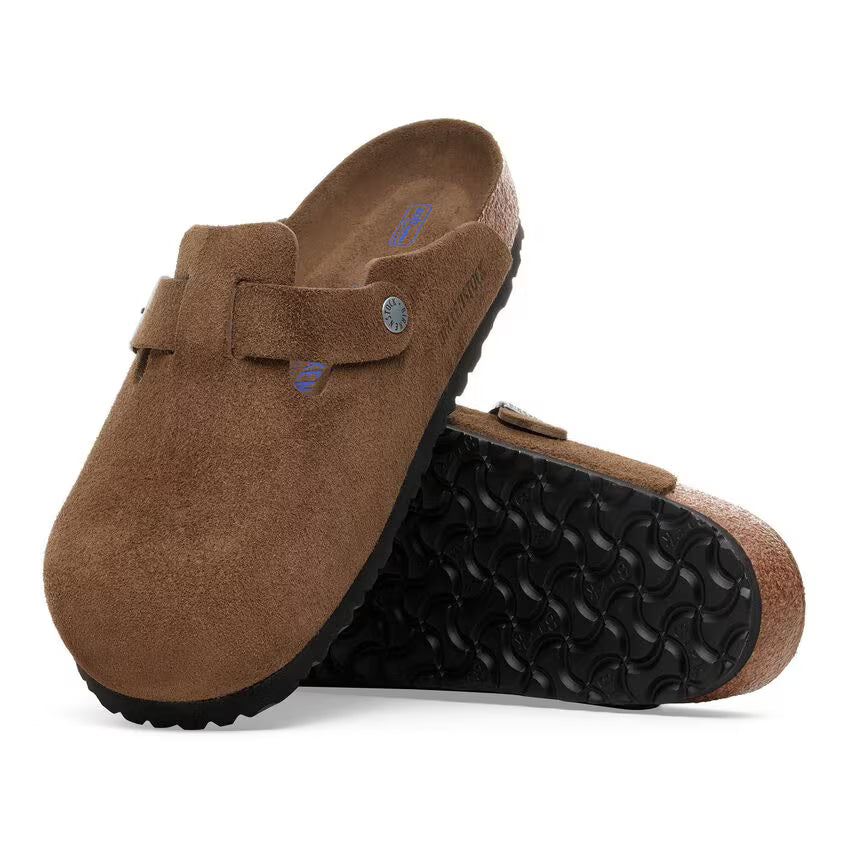 Birkenstock Boston Suede Leather Clog Dark Tea Tonal