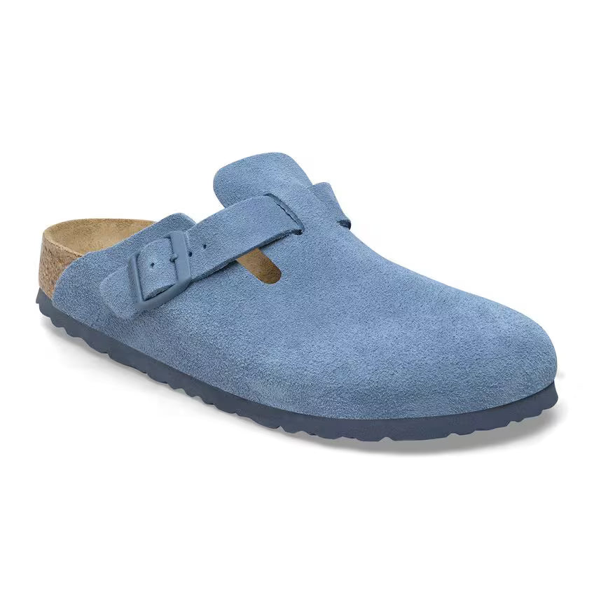 Birkenstock Boston Suede Leather Clog Elemental Blue