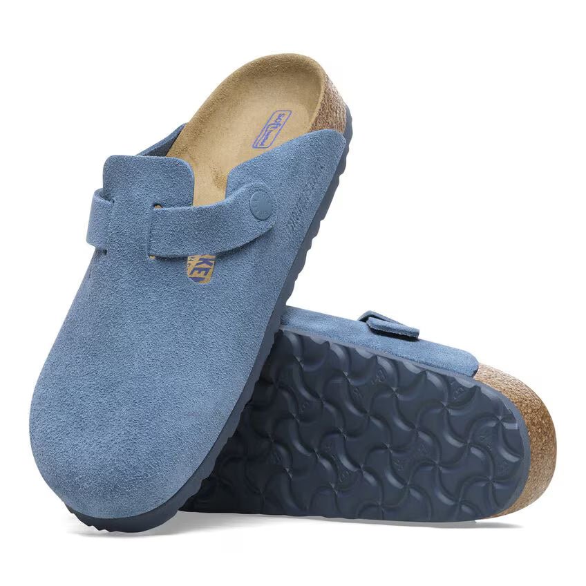Birkenstock Boston Suede Leather Clog Elemental Blue