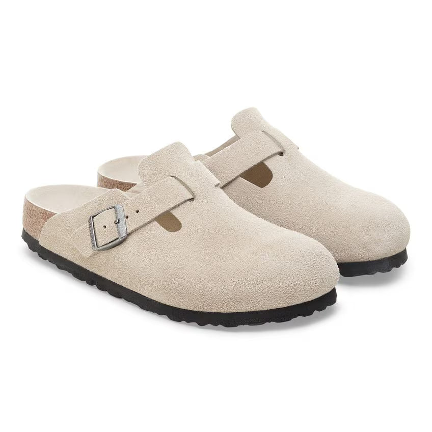 Birkenstock Boston Suede Leather Clog Oyster Tonal