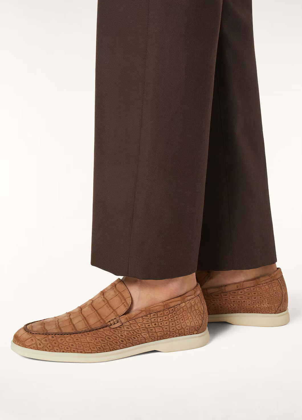 Loro Piana Summer Walk Loafer Alligator Leather Umber