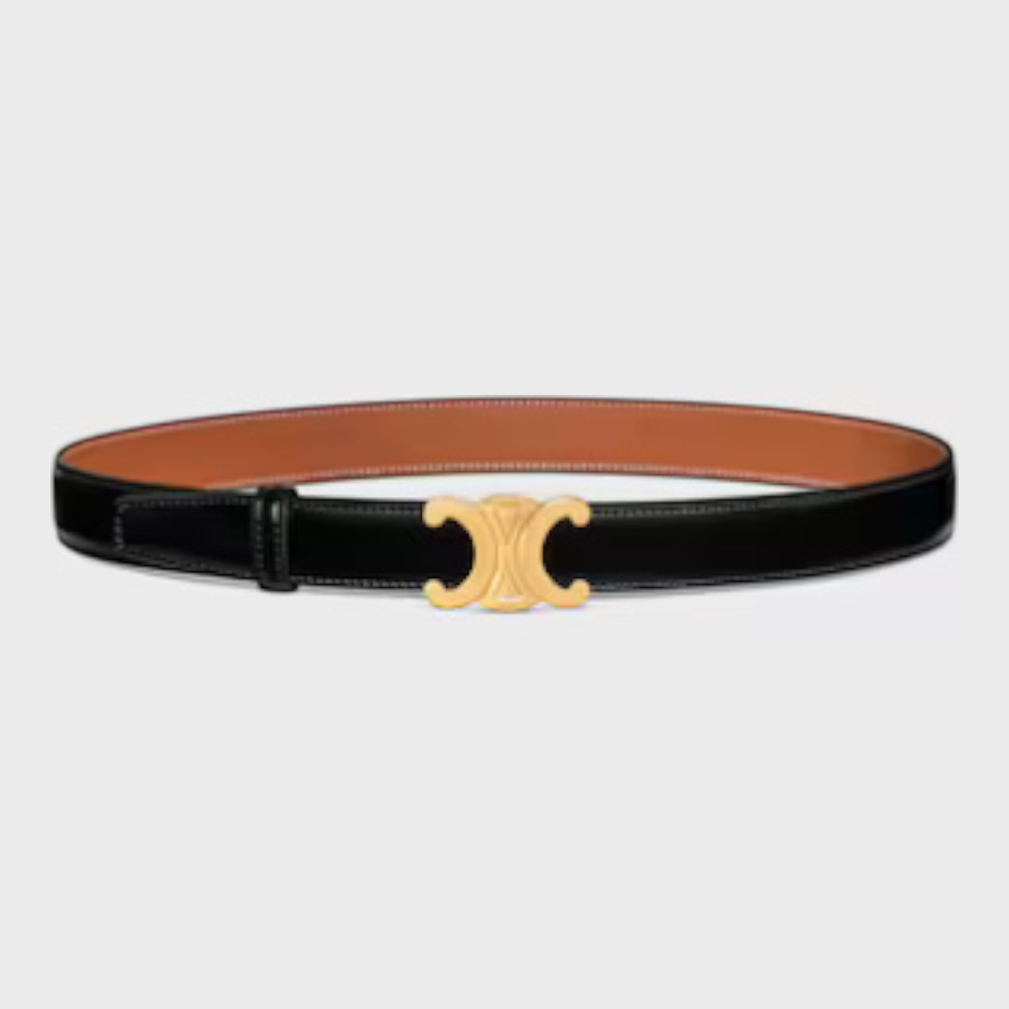 Triomphe Buckle Reversible Strap 25 mm Black Tan