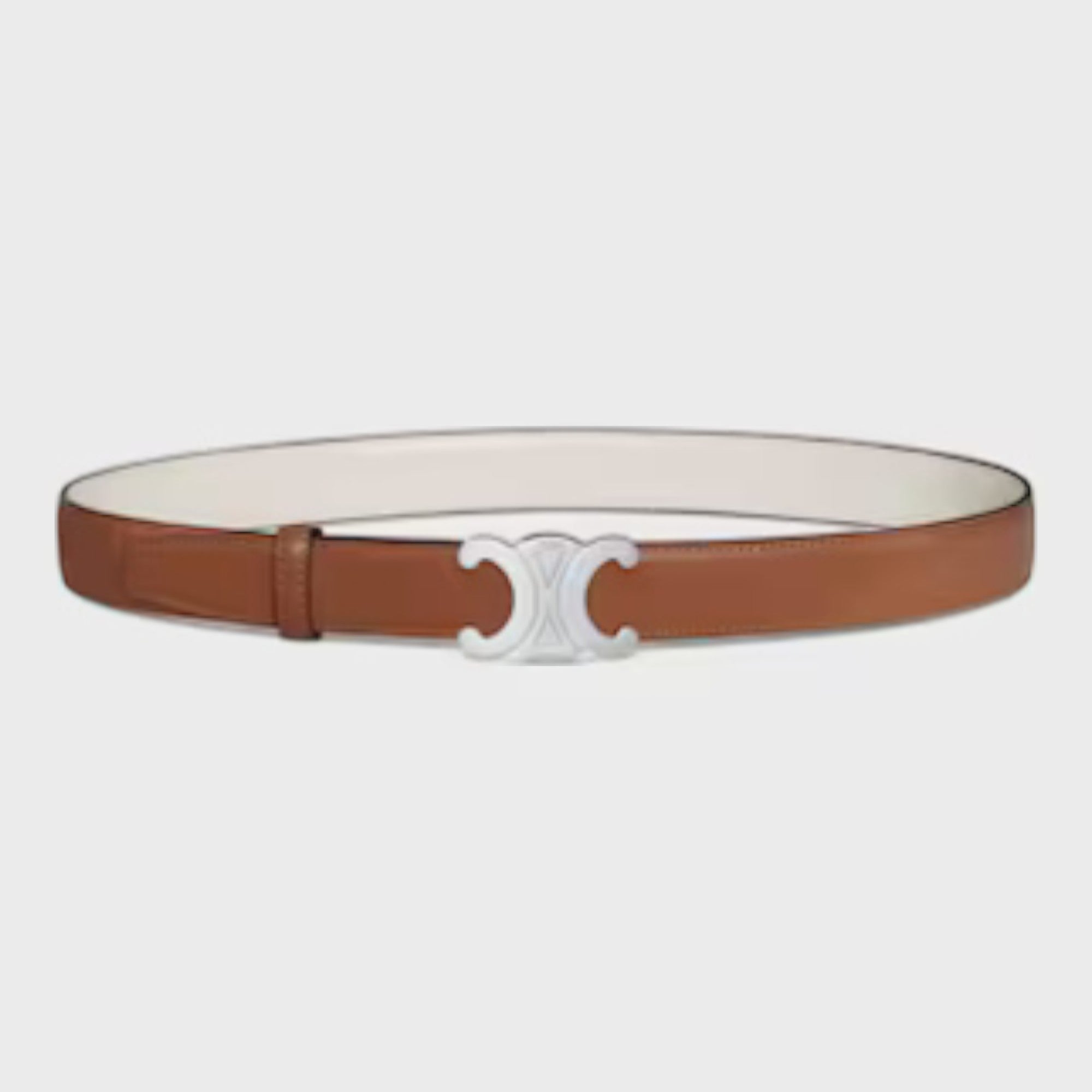 Triomphe Buckle Reversible Strap 25 mm Tan Rice