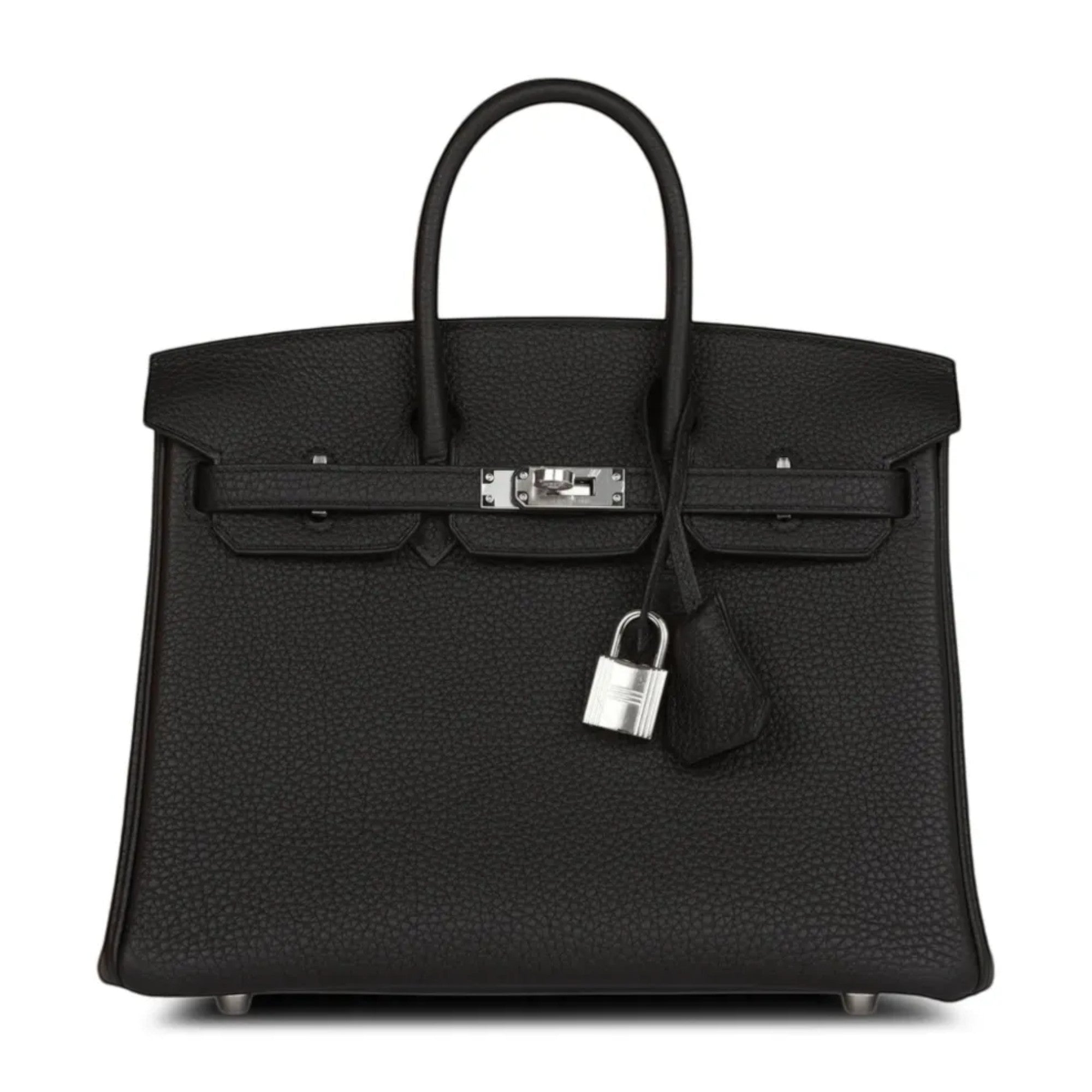 Black Togo Leather Silver Hardware