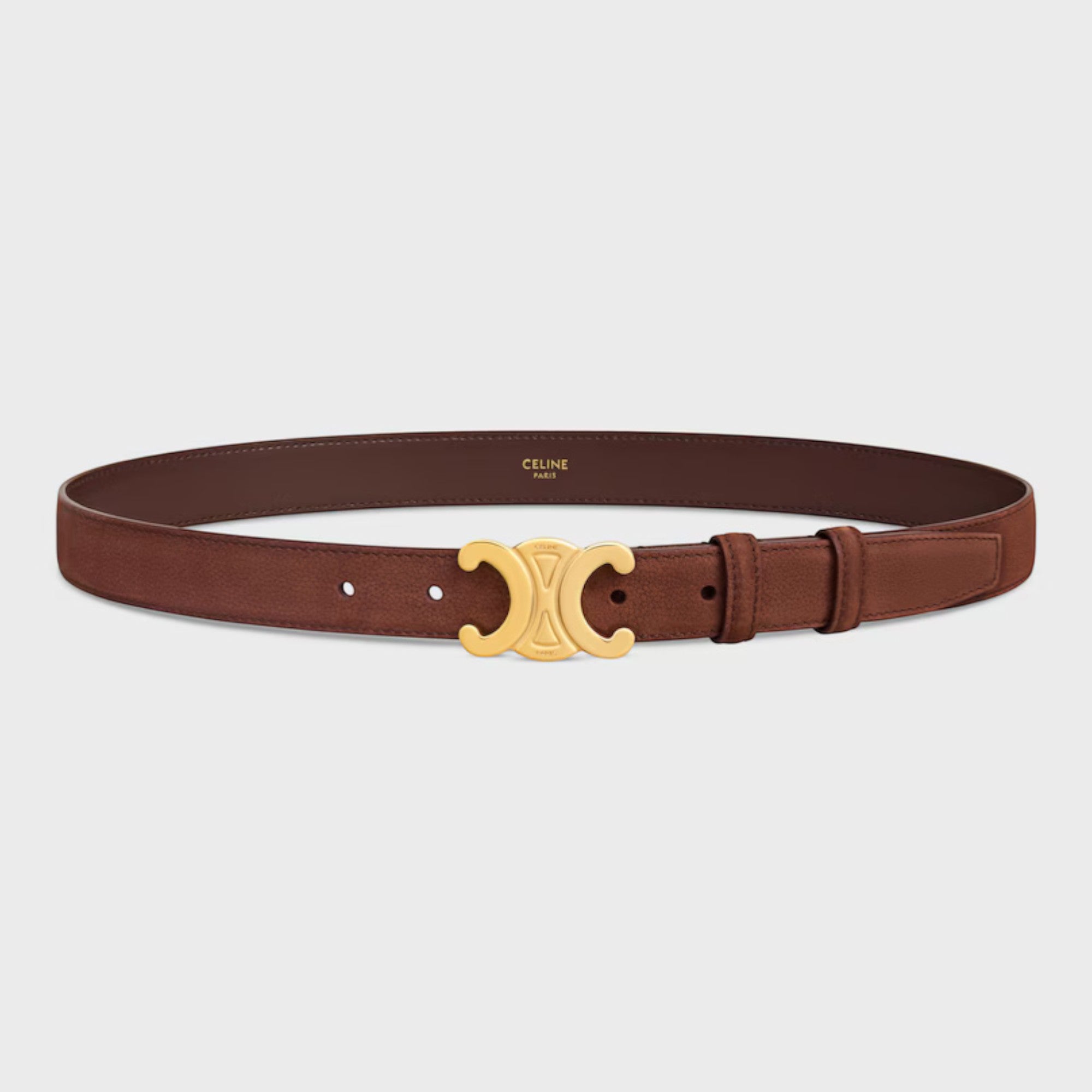Triomphe Belt 25 mm Grained Nubuck Calfskin Chestnut