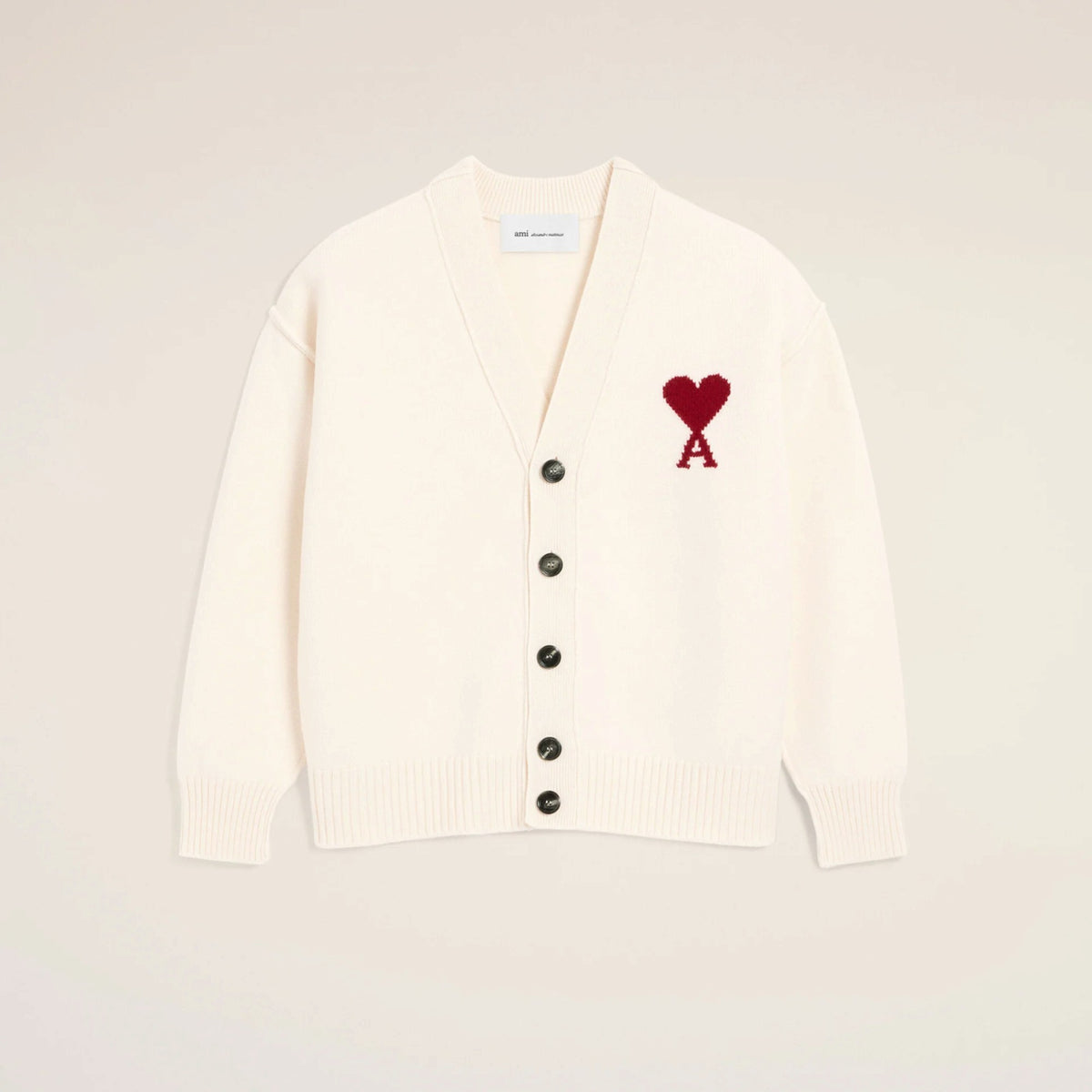 Ami de Coeur Wool Cardigan Cream / Red