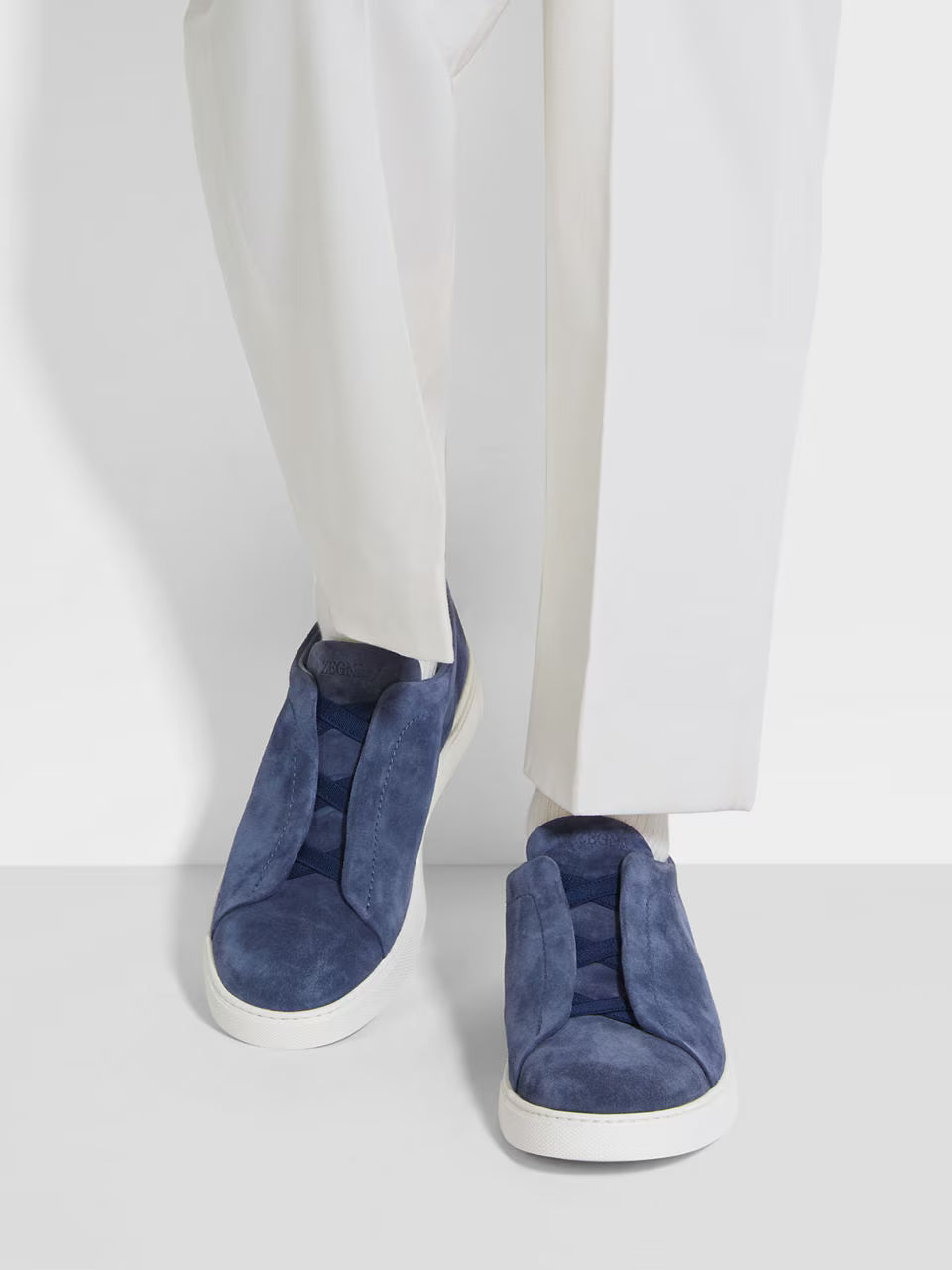 Zegna Utility Blue Suede Triple Stitch™ Sneakers