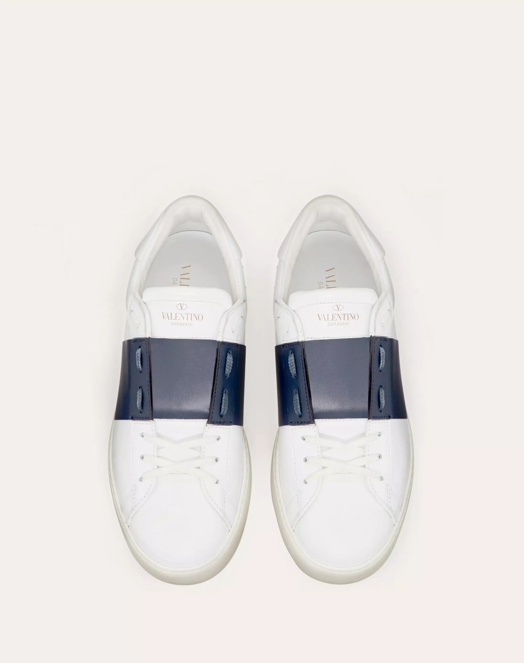 Valentino Garavani Open white calfskin sneaker Blue