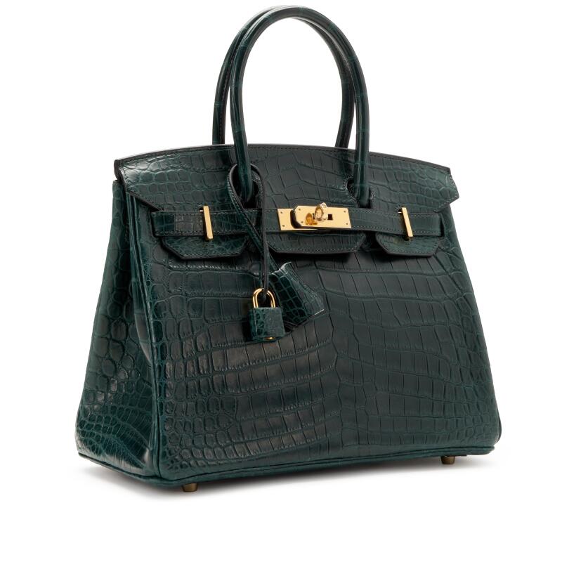 Vert Fonce Matte Niloticus Crocodile Gold Hardware
