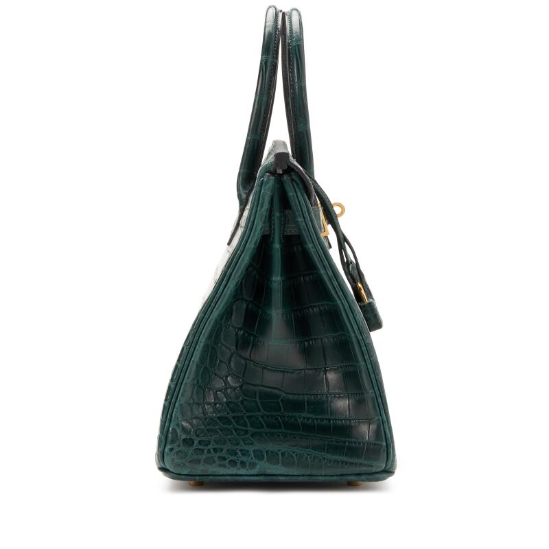Vert Fonce Matte Niloticus Crocodile Gold Hardware
