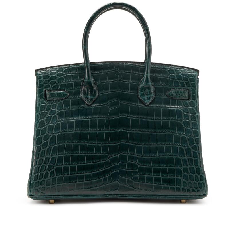 Vert Fonce Matte Niloticus Crocodile Gold Hardware
