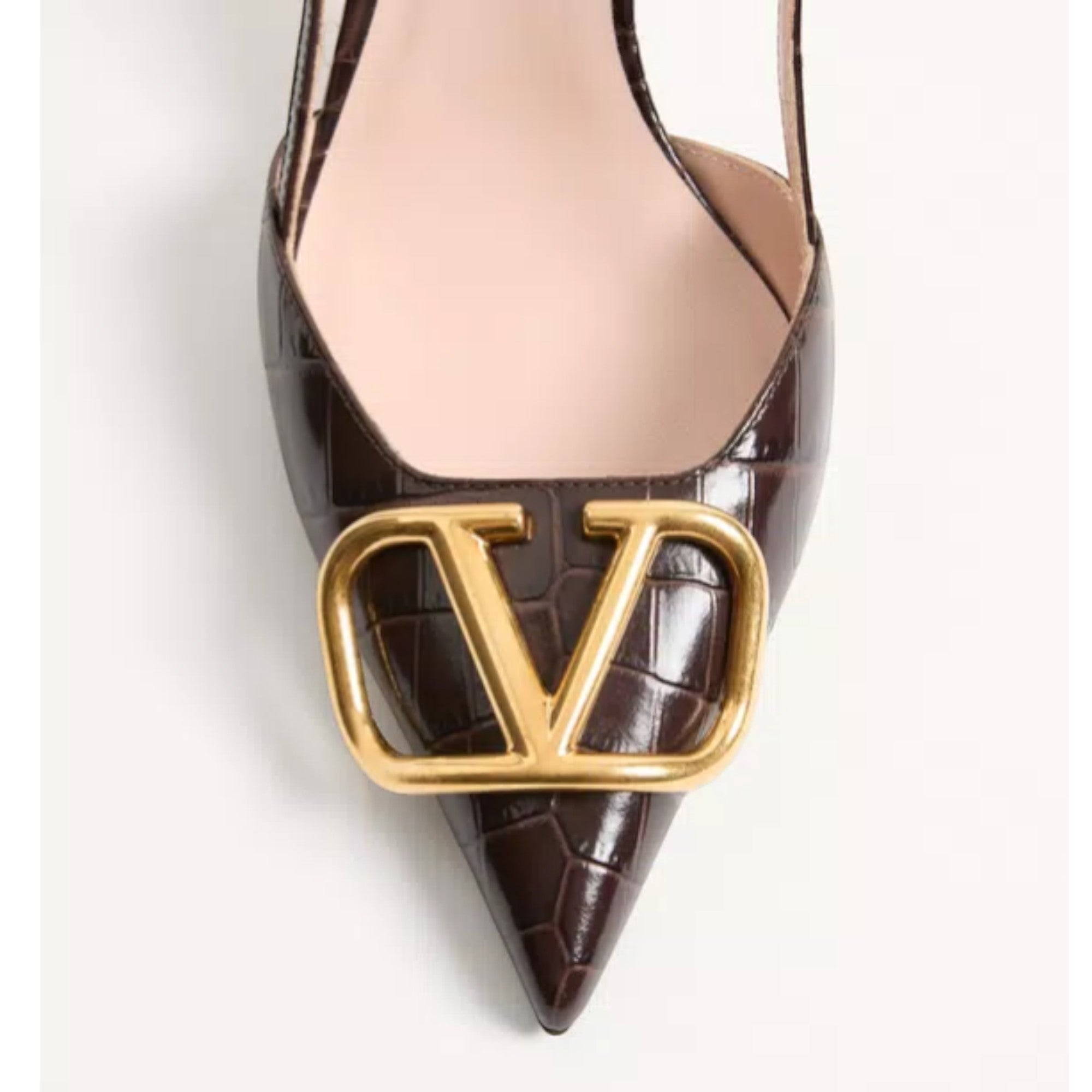 VLogo Signature Slingback Pumps Oak Brown