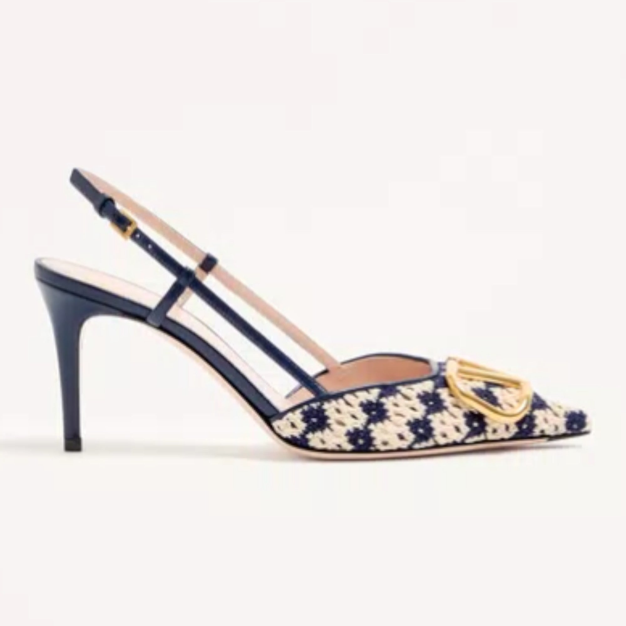 VLogo Signature Slingback Pumps Blue Beige