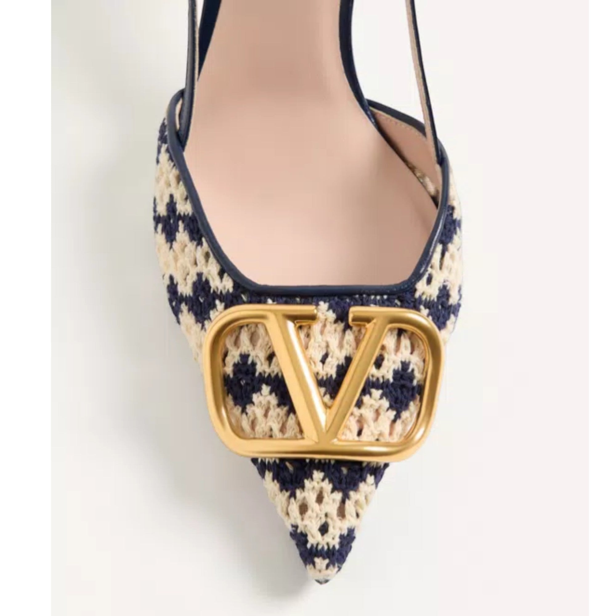 VLogo Signature Slingback Pumps Blue Beige