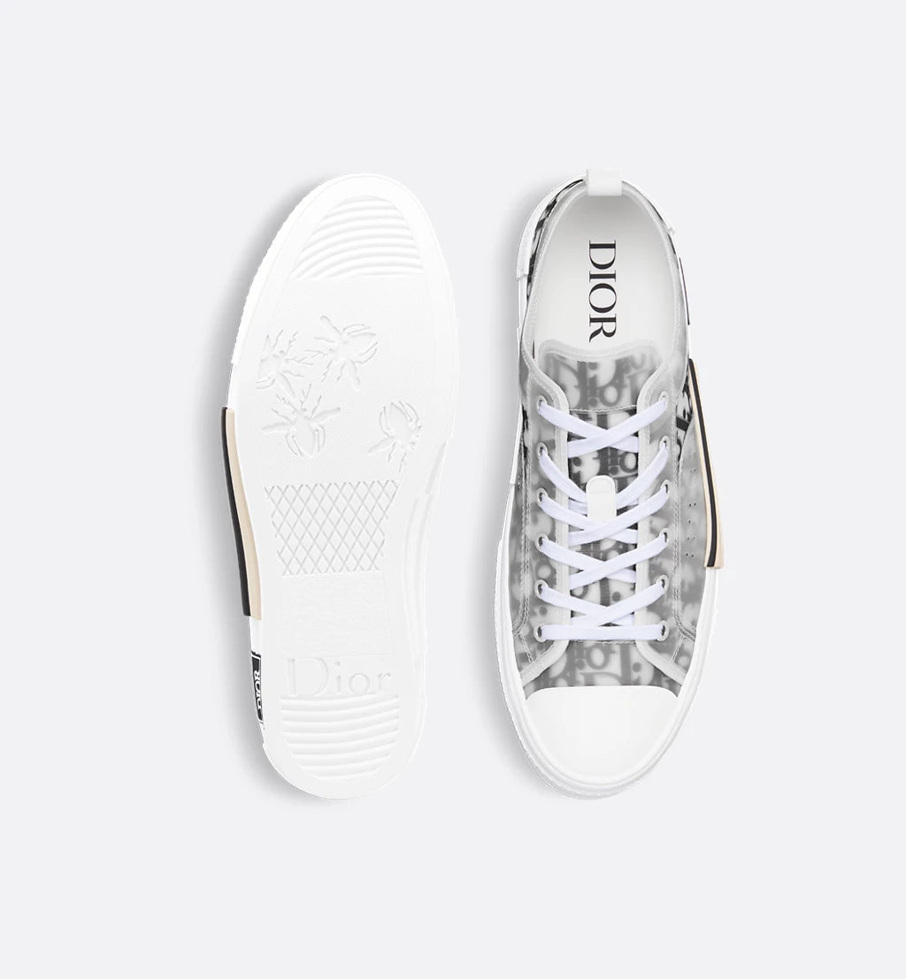 Dior B23 Low Top White and Black Oblique Canvas Sneakers
