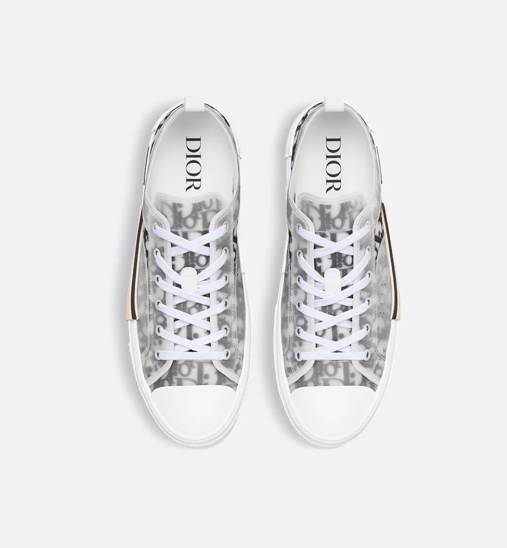Dior B23 Low Top White and Black Oblique Canvas Sneakers