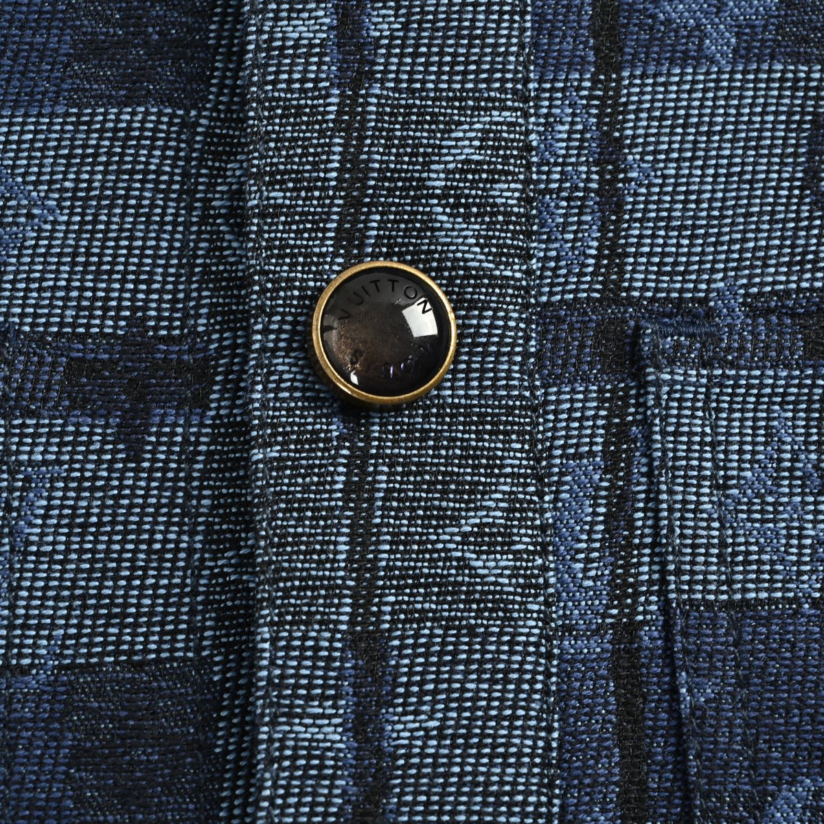 Monogram Tartan Denim Overshirt Indigo