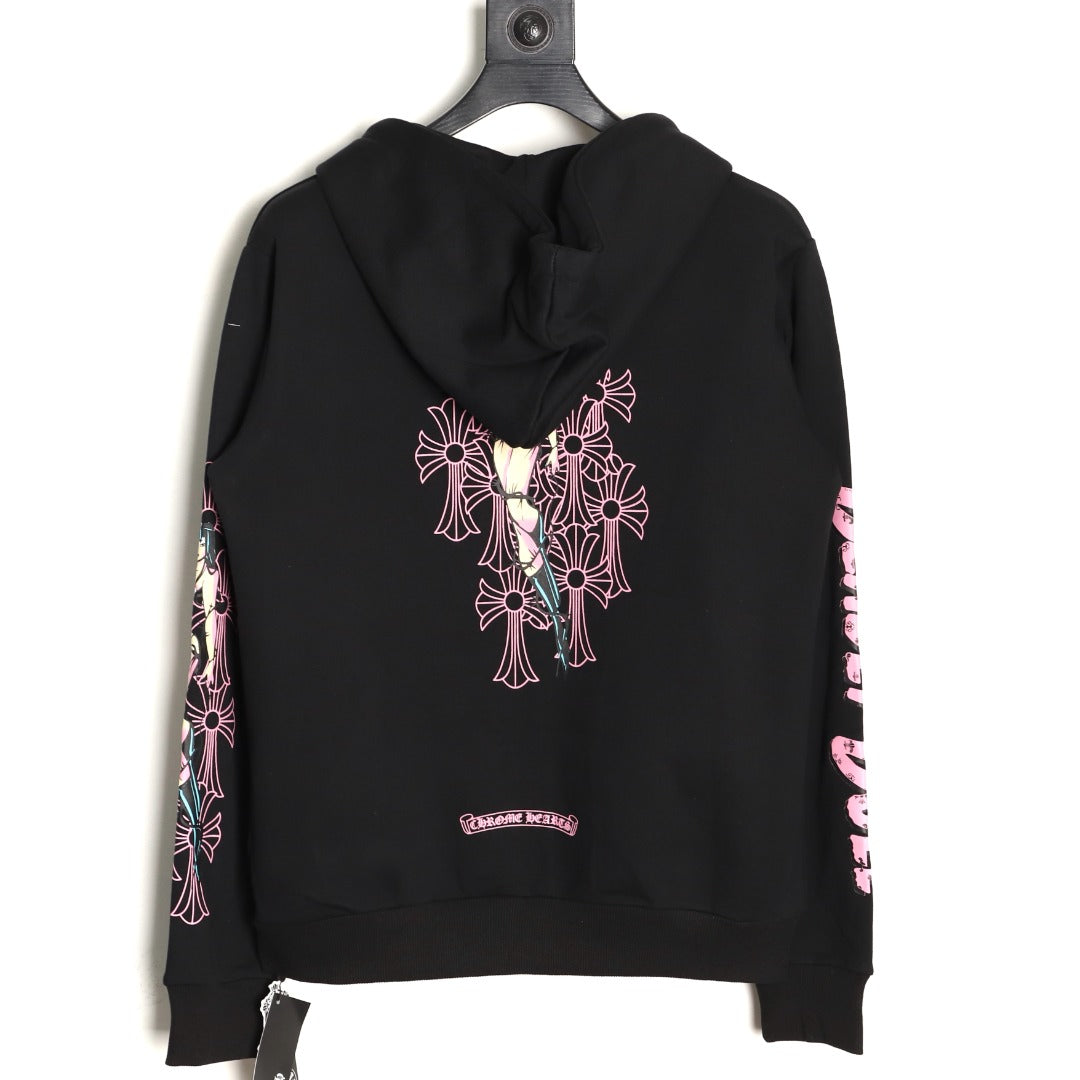Deadly Doll Zip-Up Hoodie Black & Pink