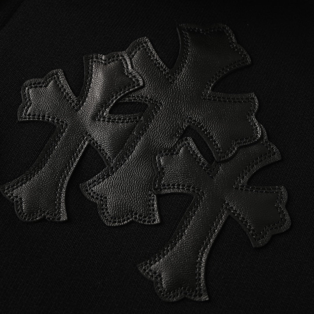Triple Cross Patch Quarter-Zip Sweater Black