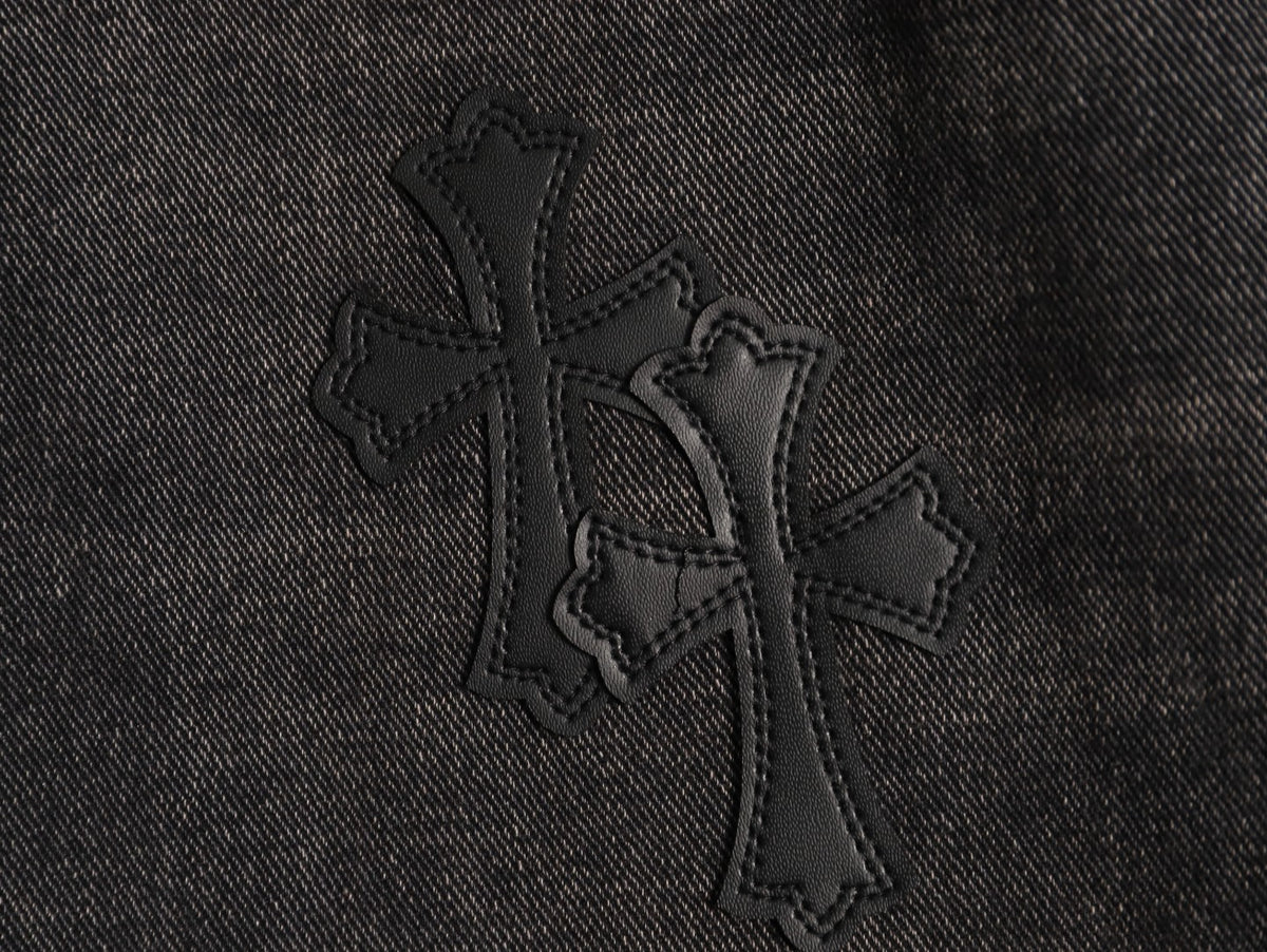 Tonal Cross Patch Denim Jeans Black Wash